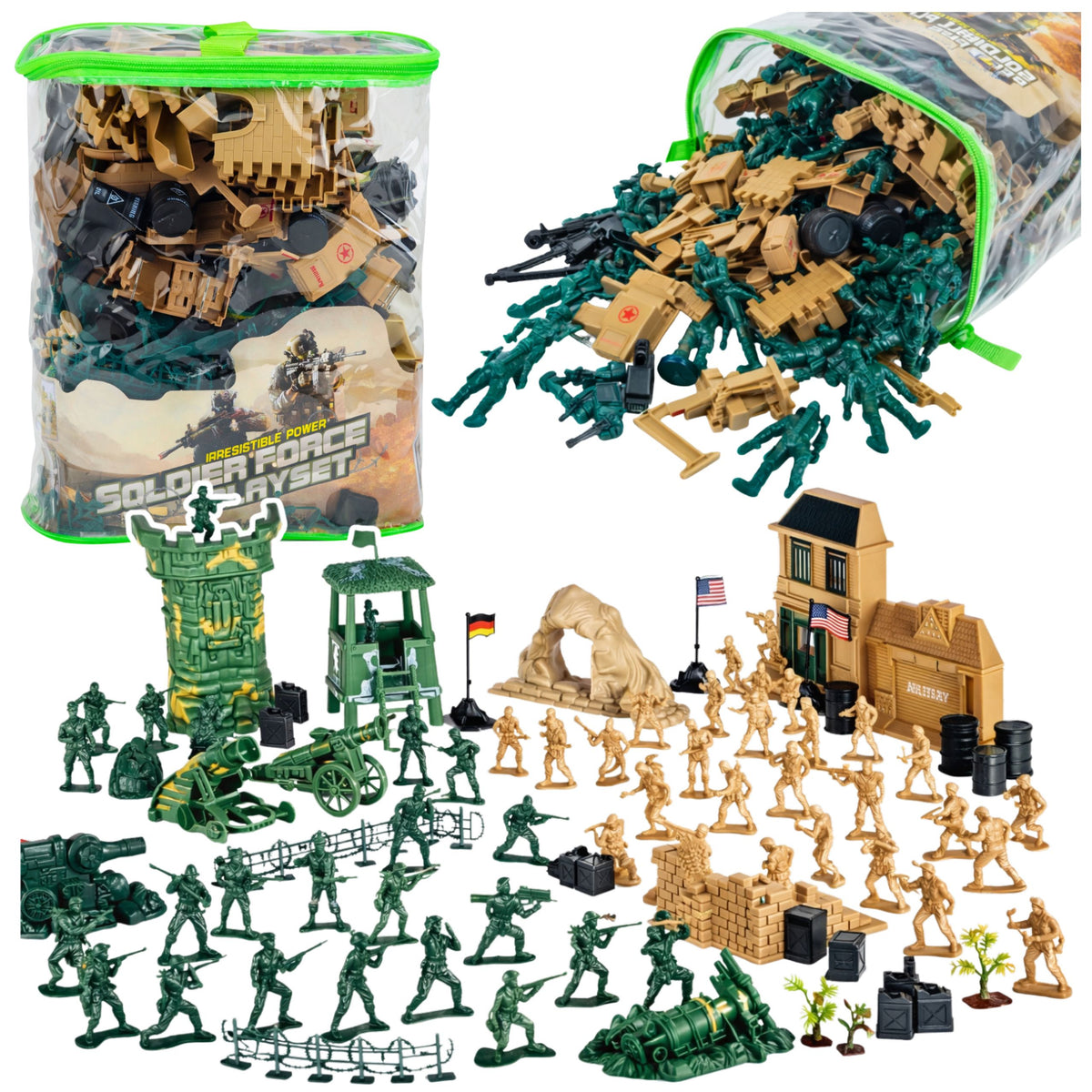 Militärstützpunkt-Figuren, Soldaten, Fahrzeuge, großes Militär-Set, 400-tlg.