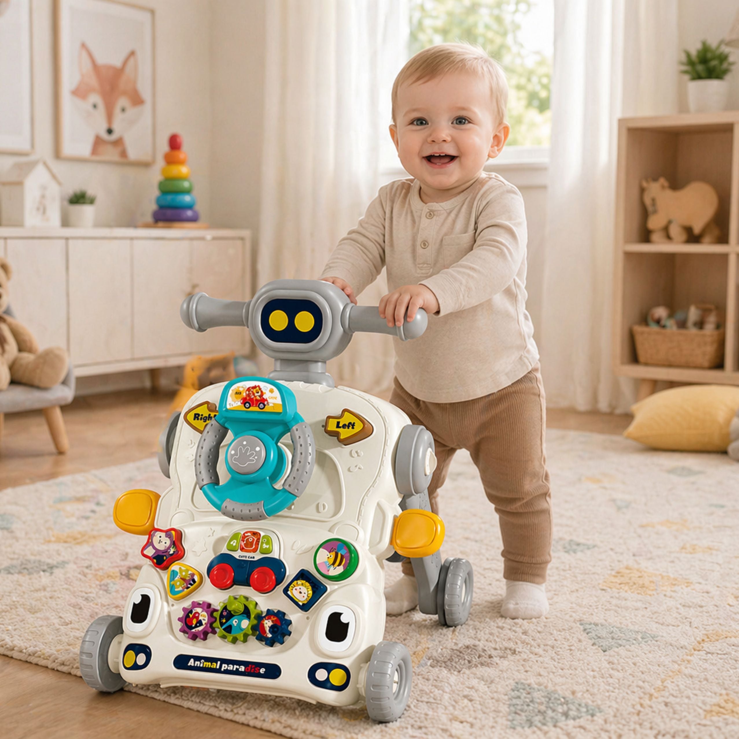 Interactive Educational Bike Pusher Table Scooter 5 In 1 Gray