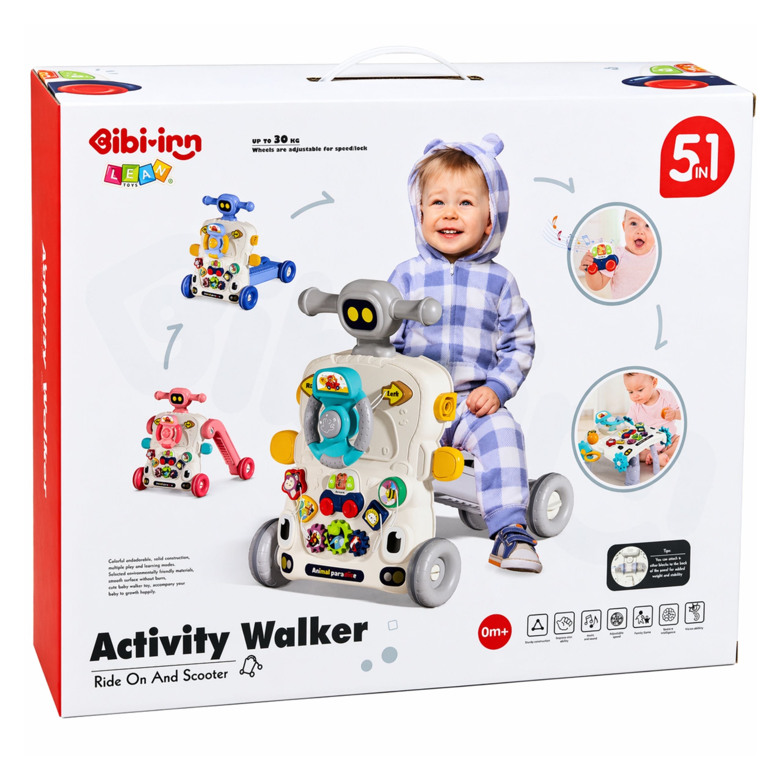 Interactive Educational Bike Pusher Table Scooter 5 In 1 Gray