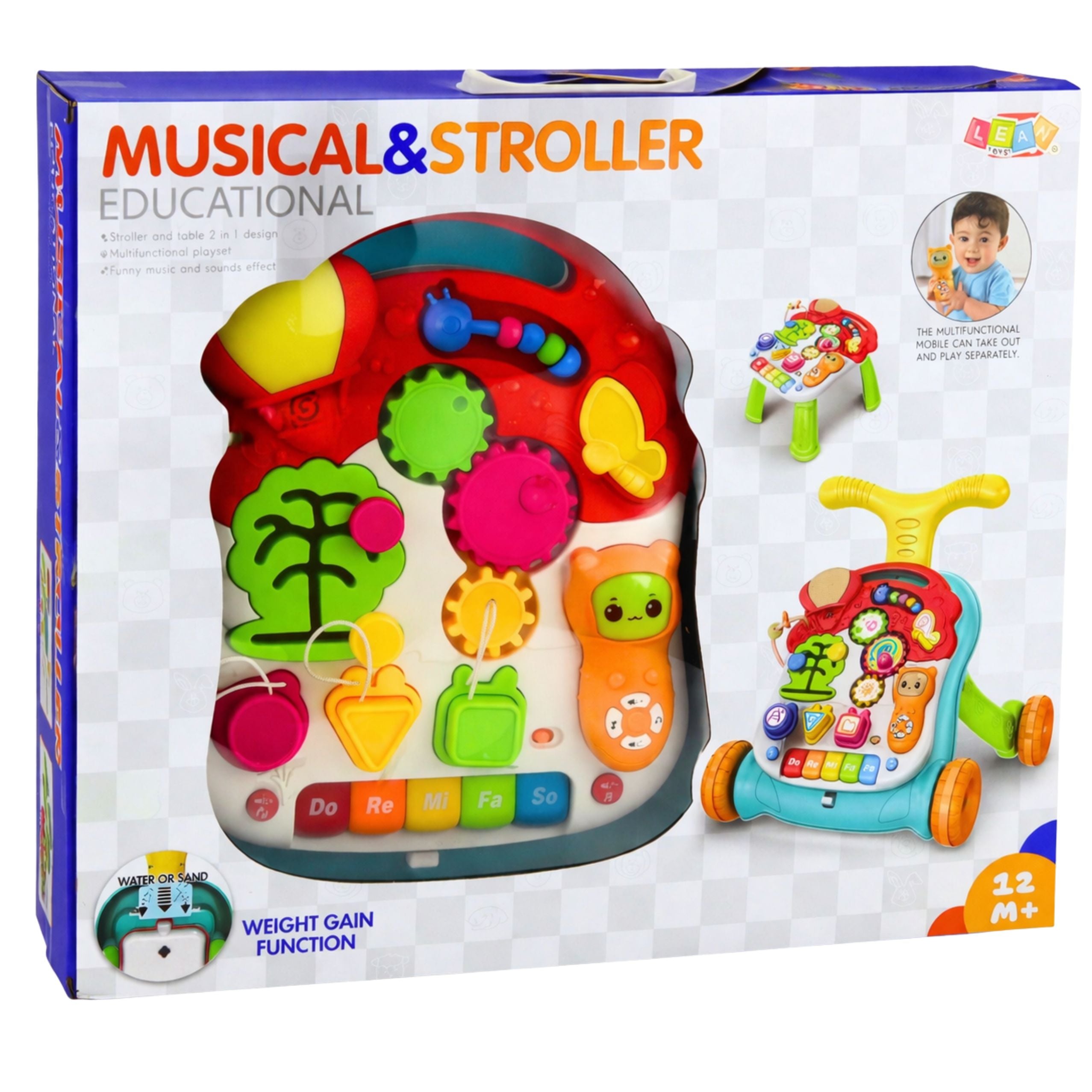 Educational Walker Pusher Table Interactive Panel 5 In 1 Multicolor