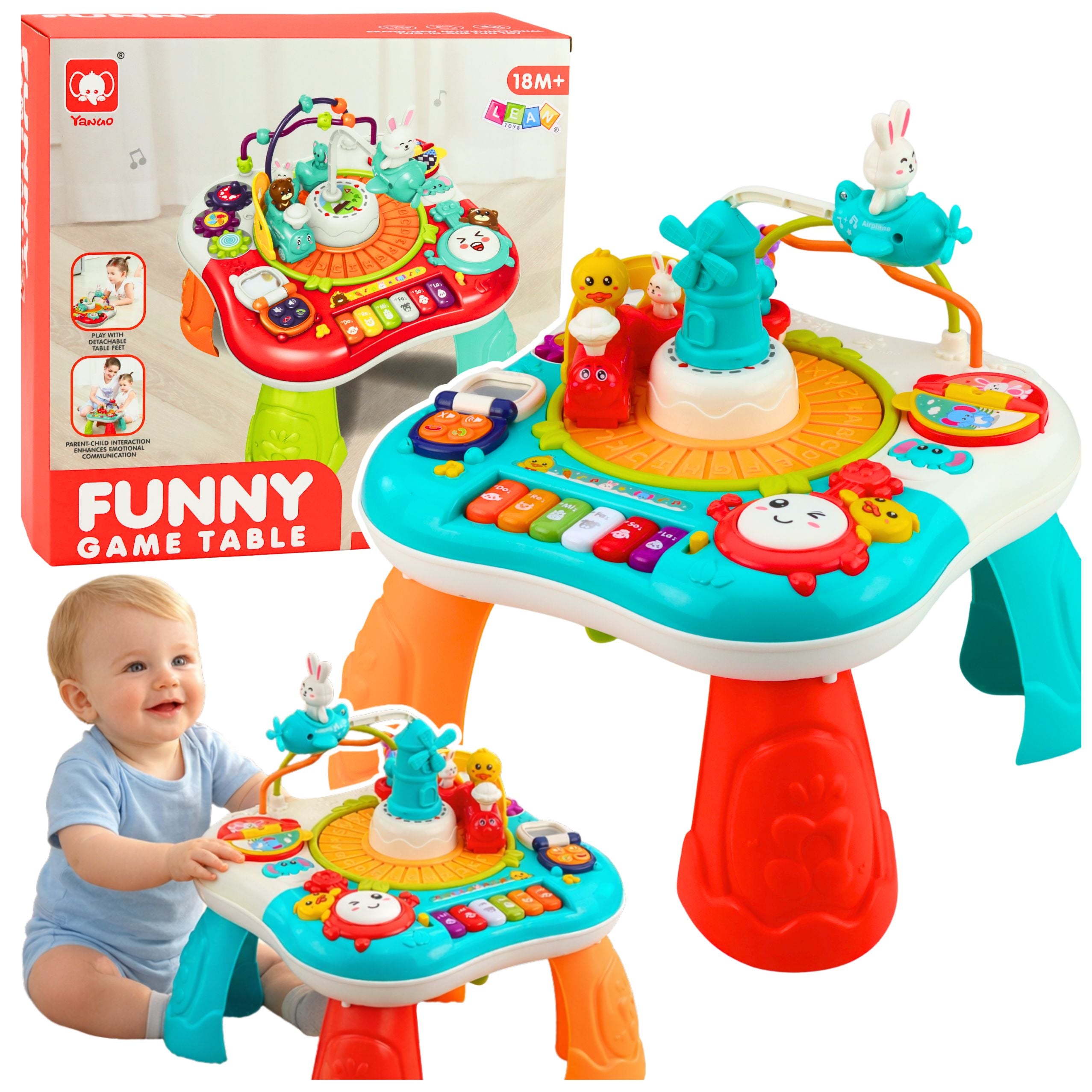 Educational Table Interactive Music Panel Piano 2 In 1 Turquoise