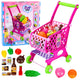 Large Shopping Cart For Children Grocery Products Pink 52cm 46 Pcs.