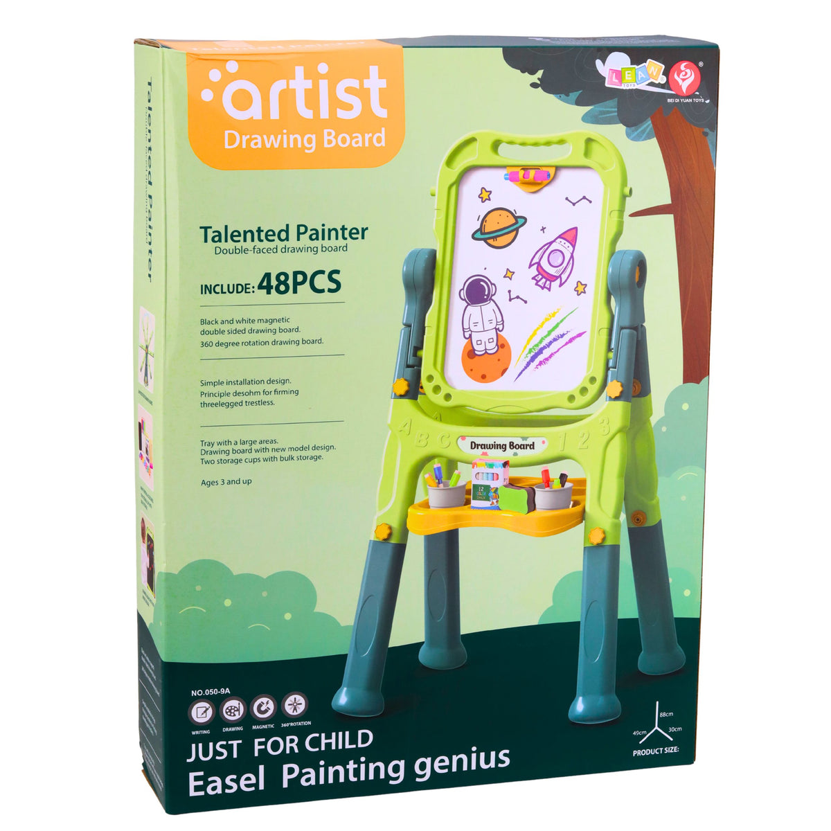 Double-sided Magnetic Dry-erase Chalk Board With Magnets And Chalks 48 pcs.