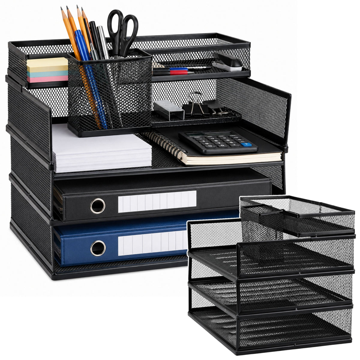 Metal Multi-level Organizer Shelves For Documents Accessories Black