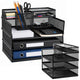 Metal Multi-level Organizer Shelves For Documents Accessories Black