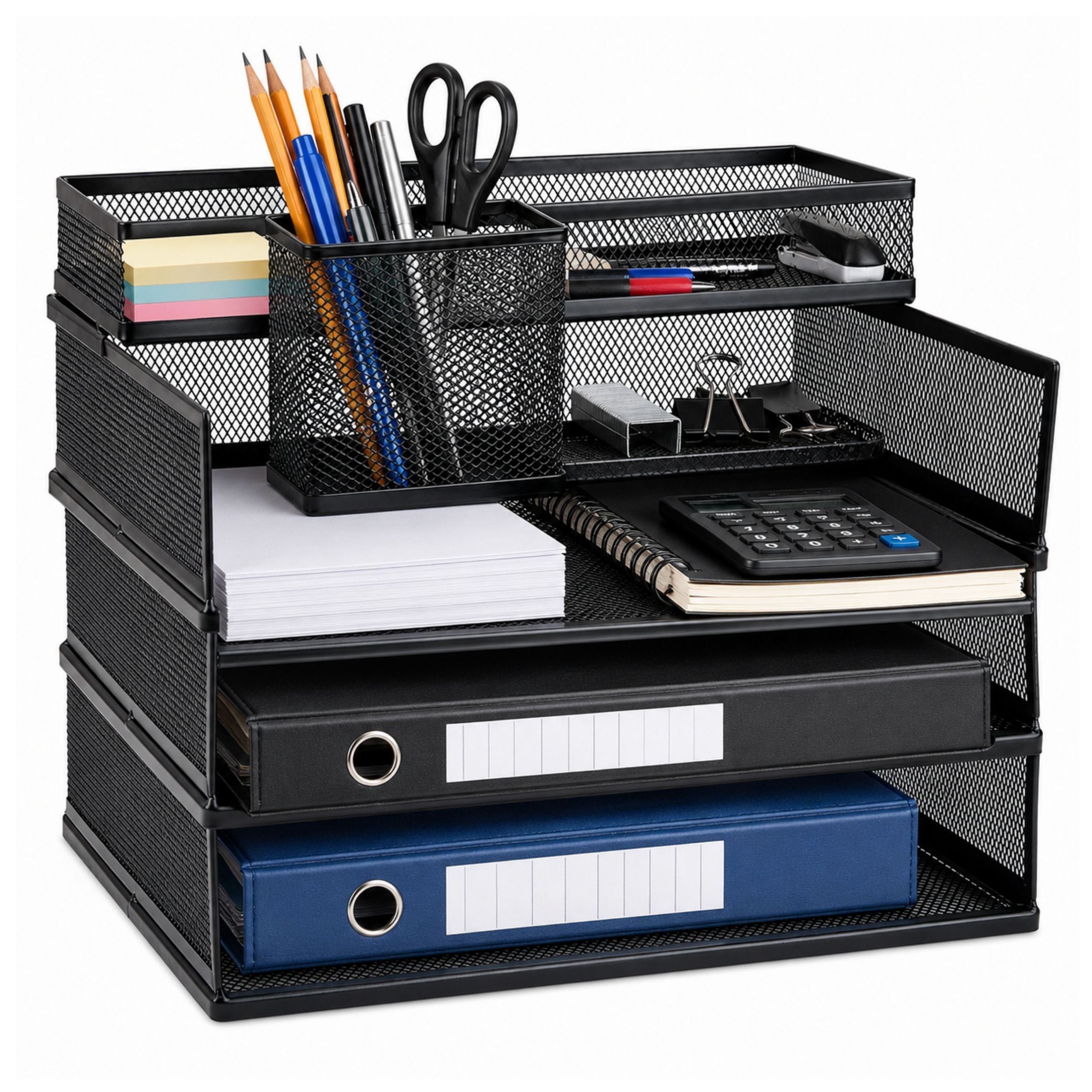 Metal Multi-level Organizer Shelves For Documents Accessories Black