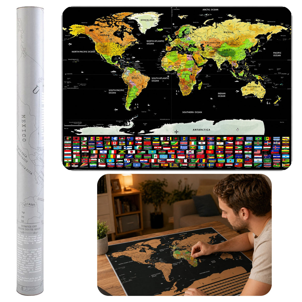 Weltkarte Rubbelposter für Reisende 82 x 59 cm