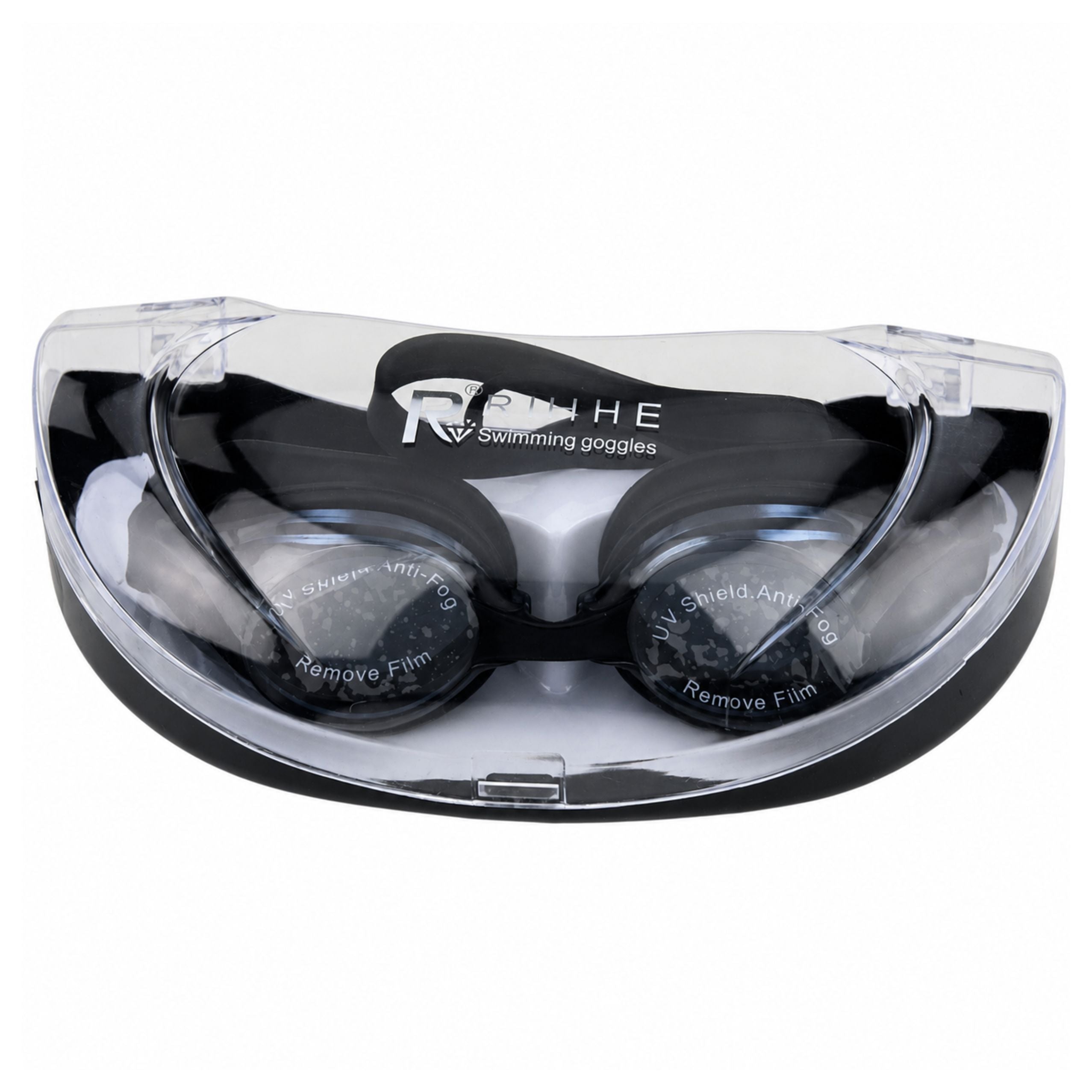 Adjustable Swimming Goggles Anti-fog Coating Uf Protection Black Case