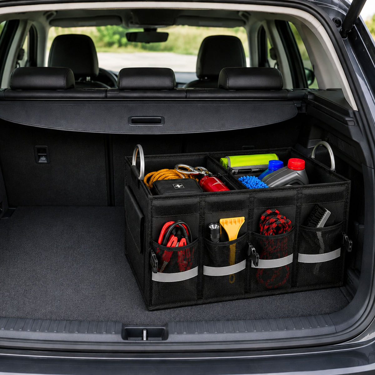Borsa portabagagli grande pieghevole per organizer per auto nera 50 l