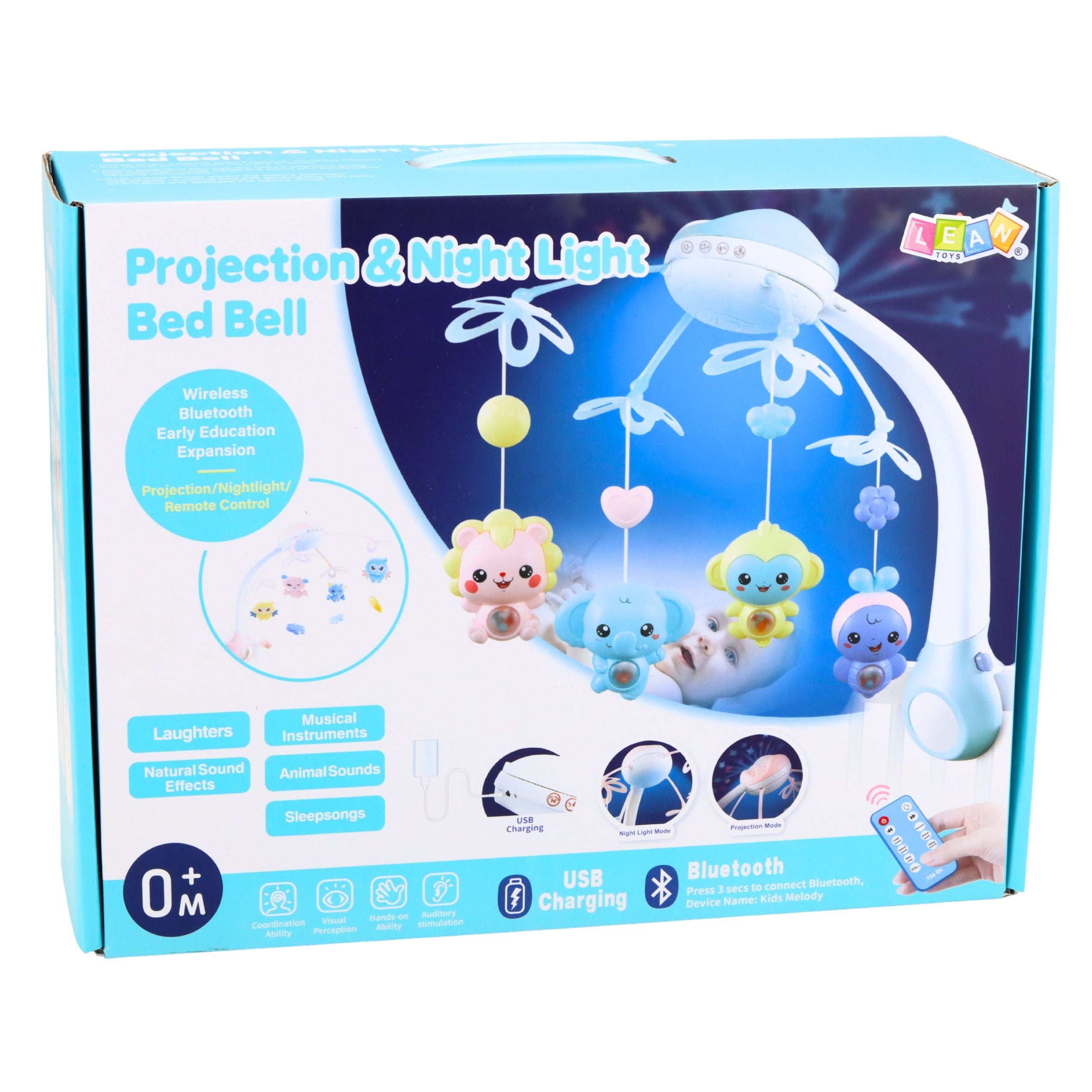 Crib Carousel Projector 2 In 1 Melodies Animal Sounds Remote Control Pink