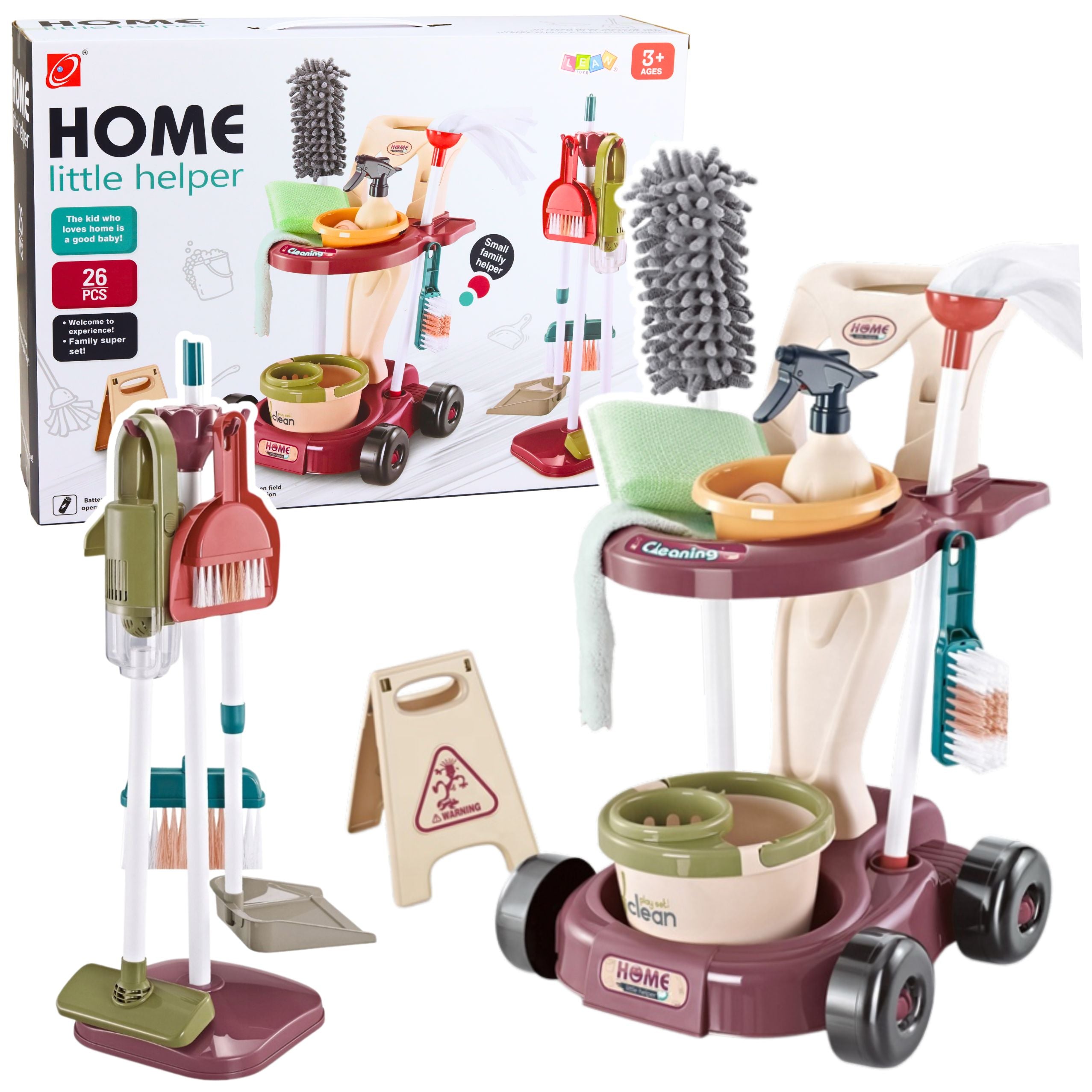 Children's Cleaning Set Trolley Mop Bucket Vacuum Cleaner 26 Pcs.