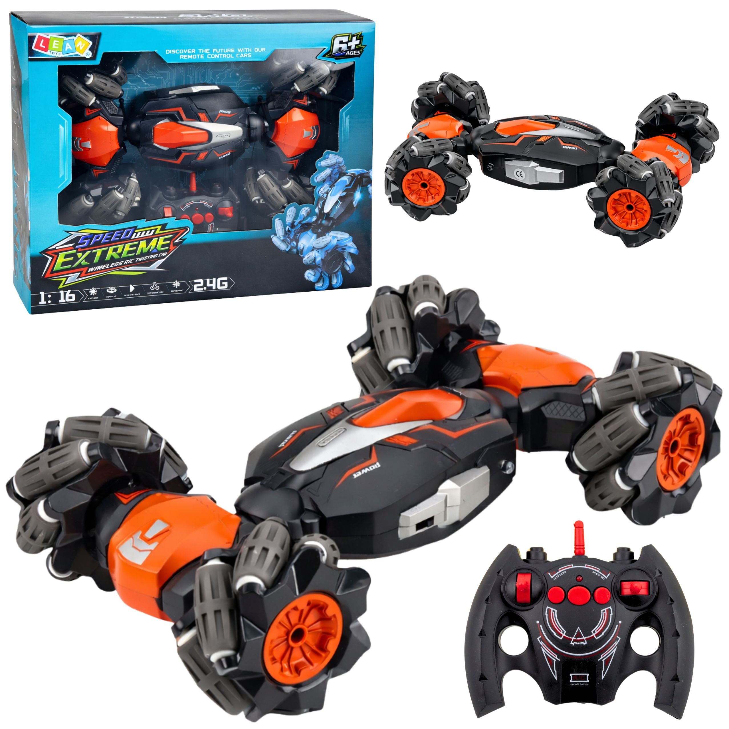 Rc Car Remote Controlled Drift Acrobatics Twist Orange 1:16