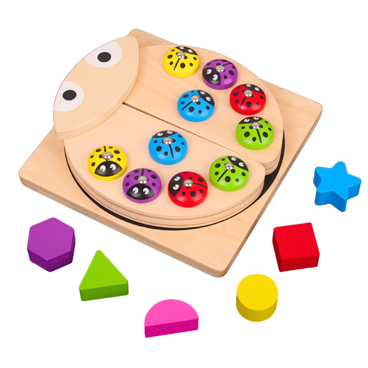 Wooden Ladybug Catching Game Pedagogiskt pussel Ladybug Sorter