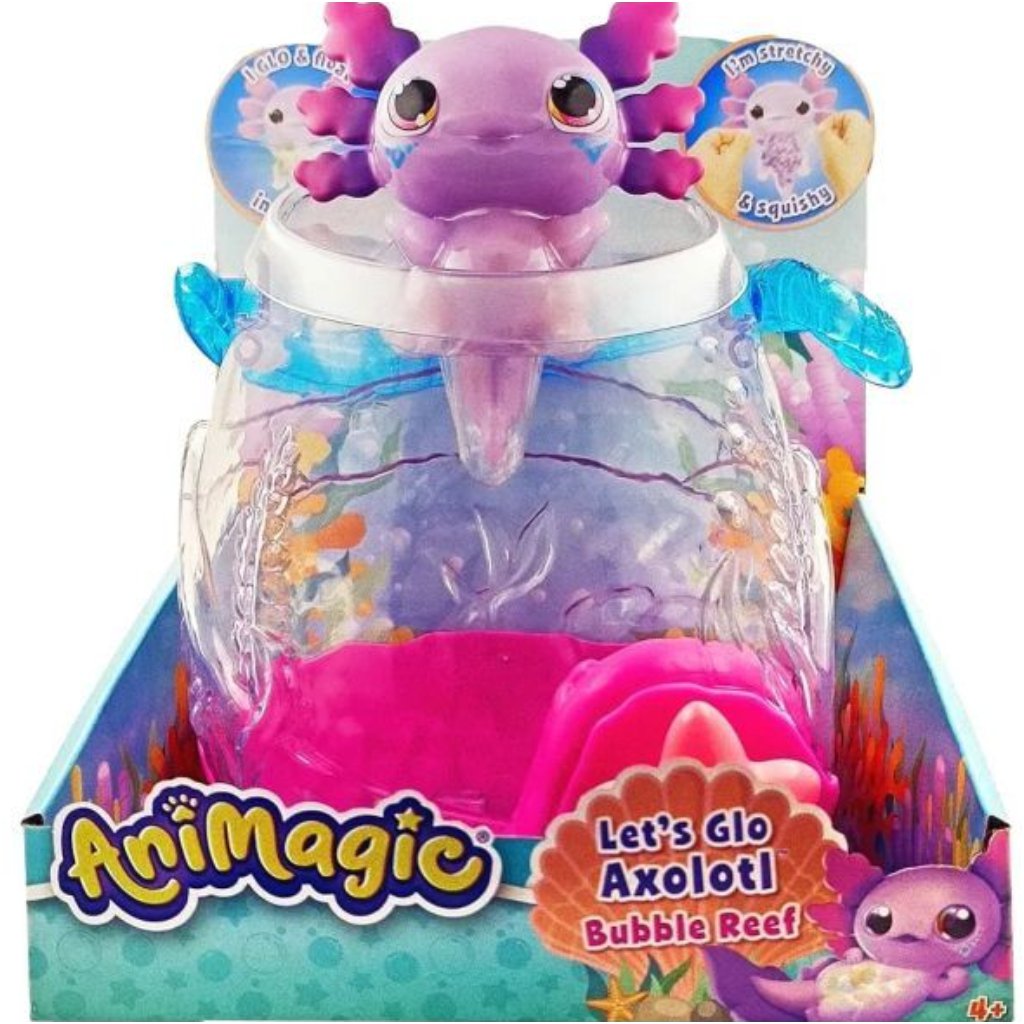 Animagisk lysende axolotl i akvariet