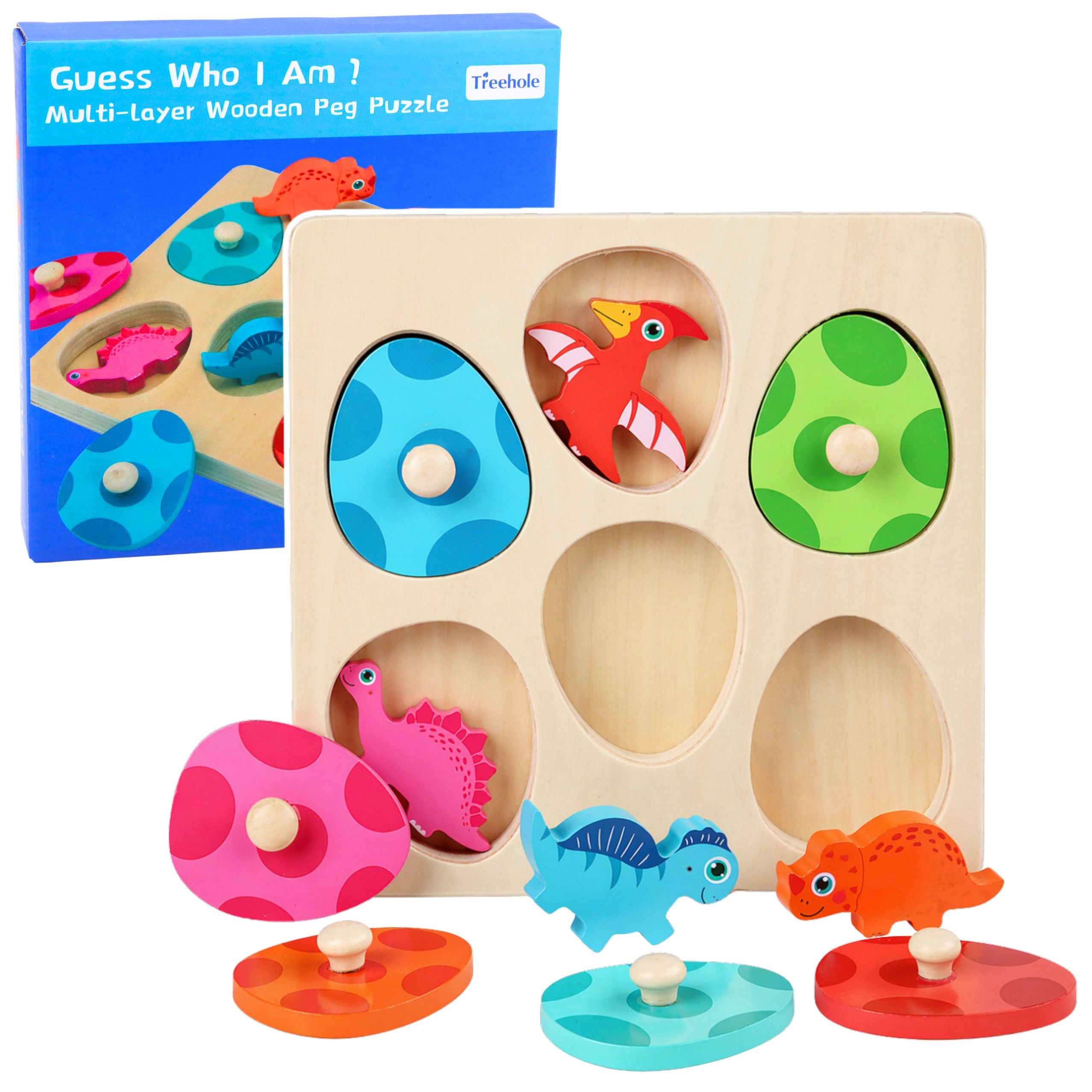 Wooden Puzzle Dinosaurs In Eggs Educational Memory Game