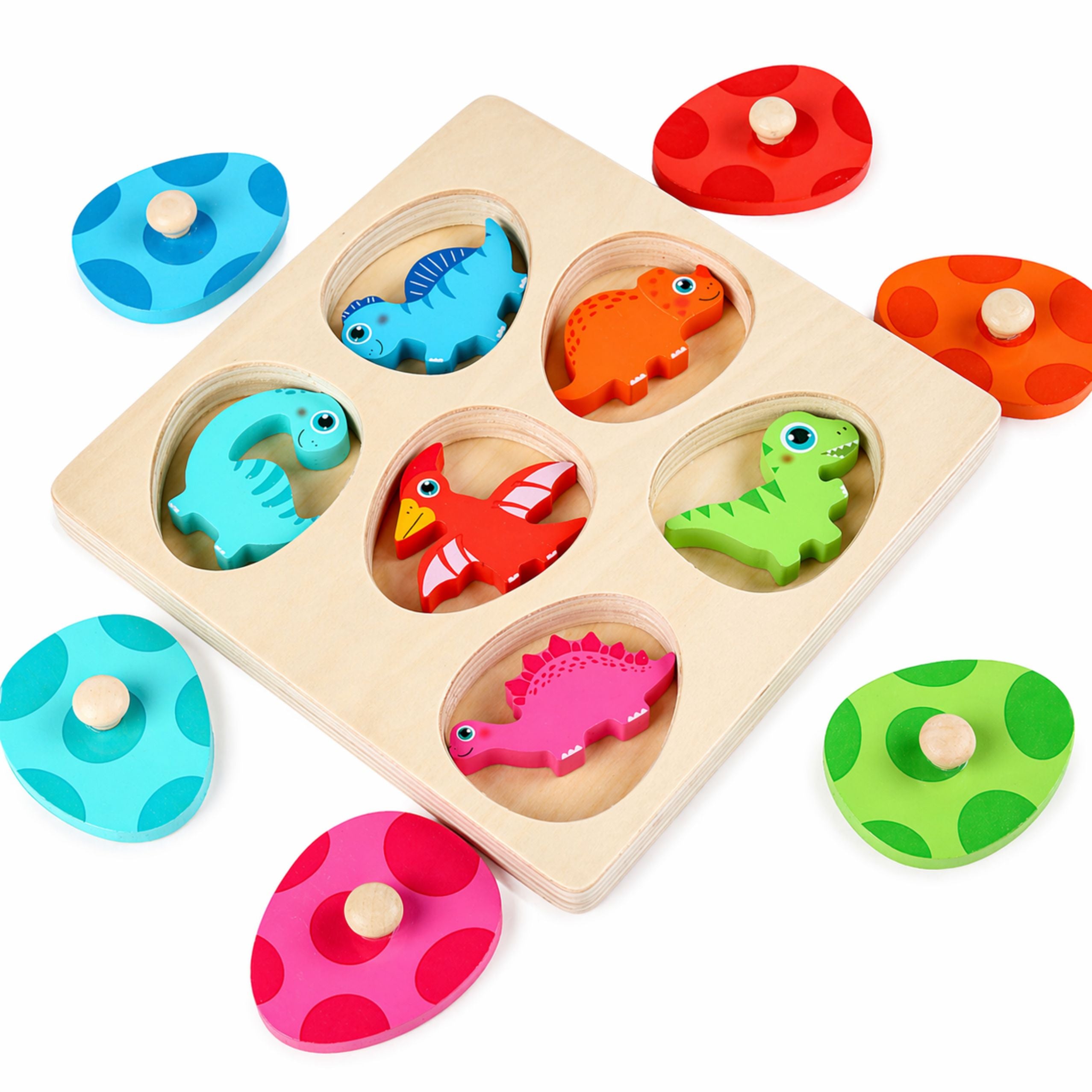 Wooden Puzzle Dinosaurs In Eggs Educational Memory Game