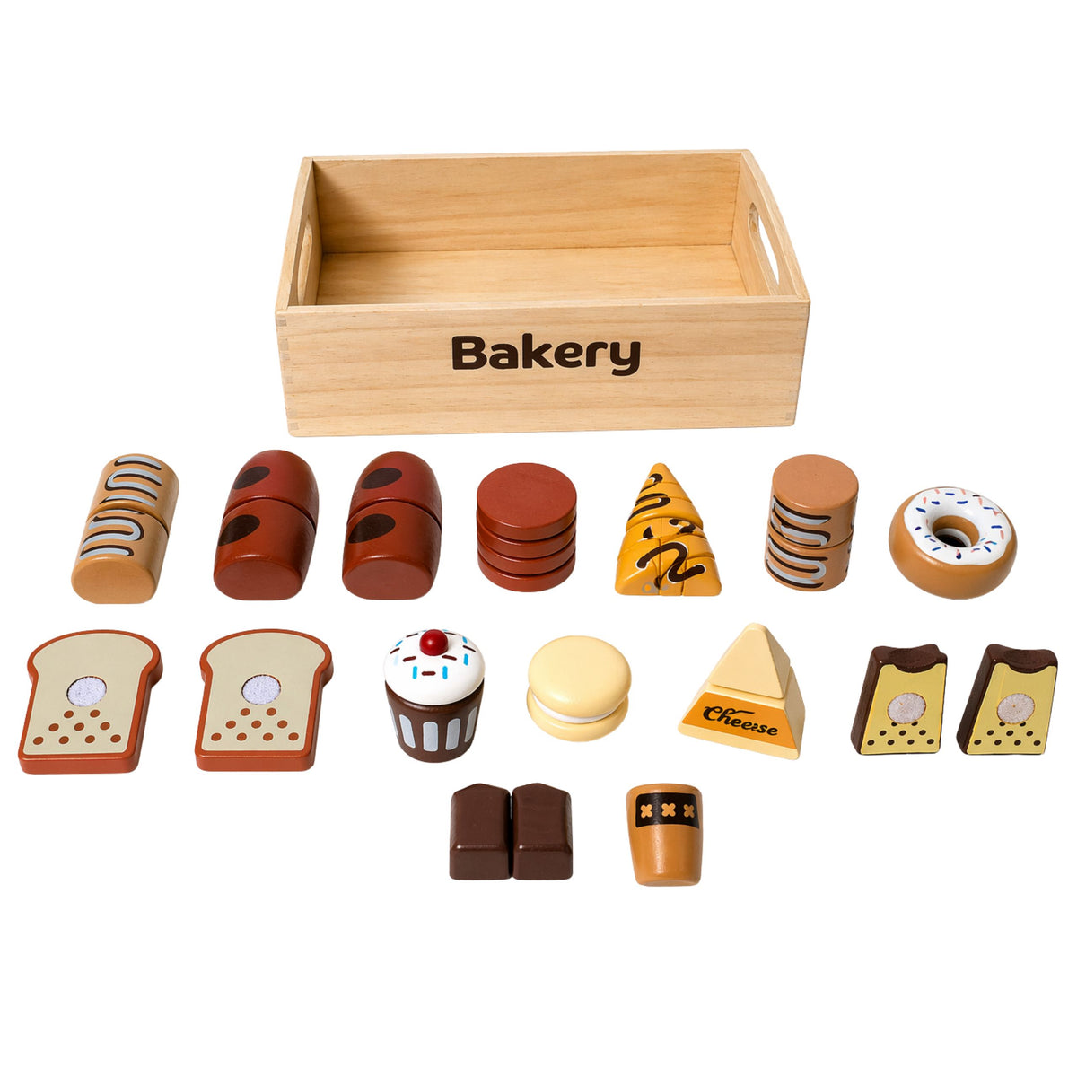 Wooden Mini Bakery Set Of Bread With Velcro In A Box 10 Pcs.