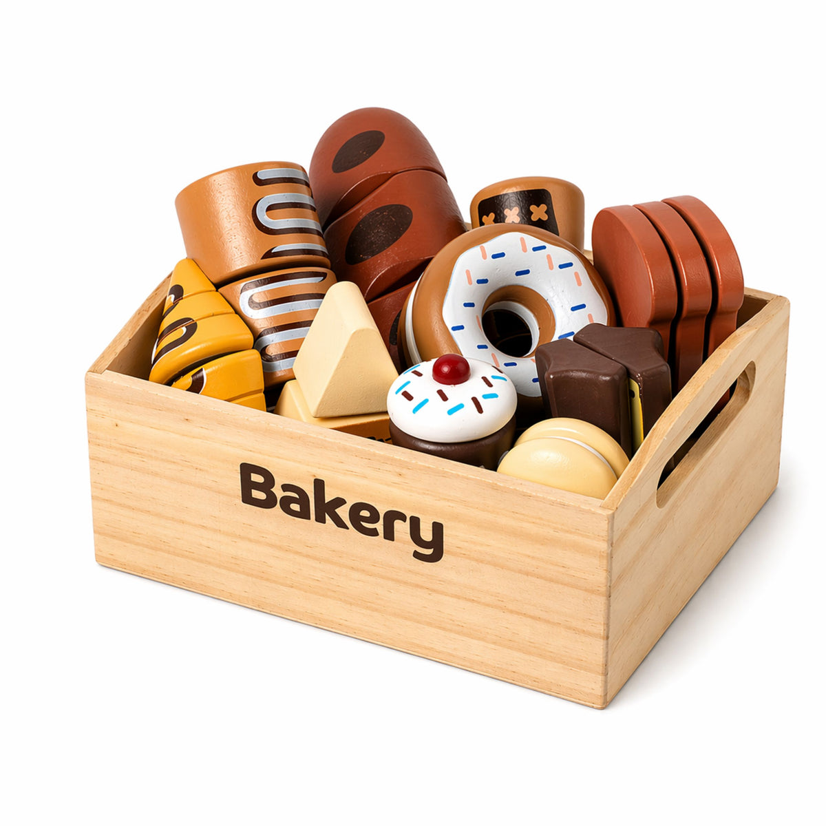 Wooden Mini Bakery Set Of Bread With Velcro In A Box 10 Pcs.