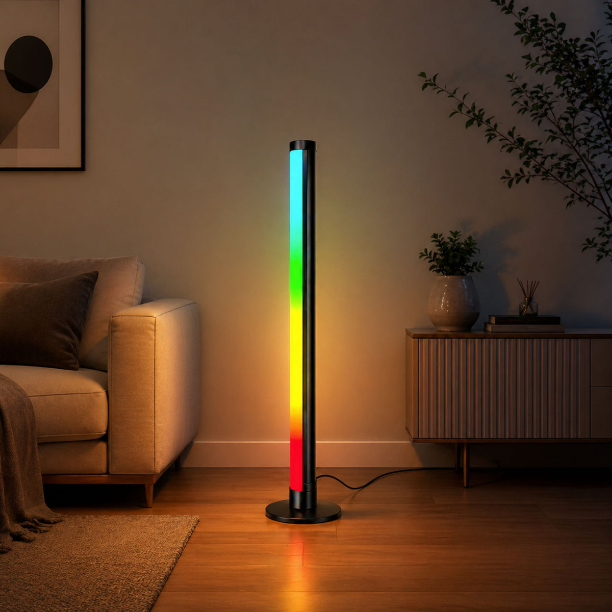Lampă de podea LED Rgb de colț Mod muzică Aplicație de comandă de la distanță 90 cm