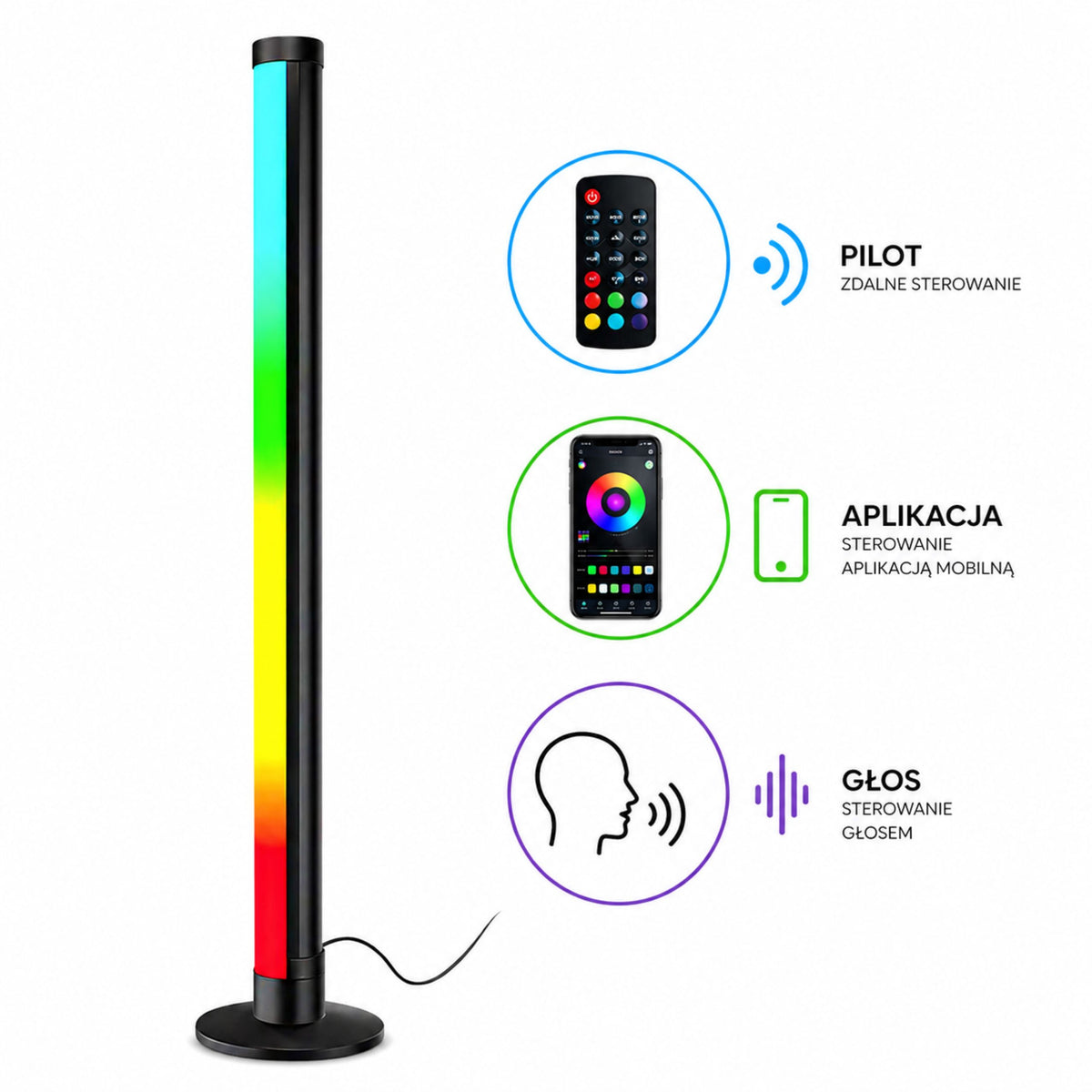 Lampă de podea LED Rgb de colț Mod muzică Aplicație de comandă de la distanță 90 cm