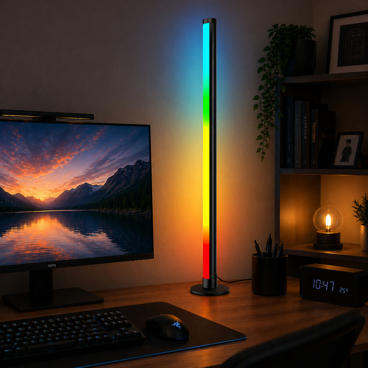 Lampă de podea LED Rgb de colț Mod muzică Aplicație de comandă de la distanță 90 cm