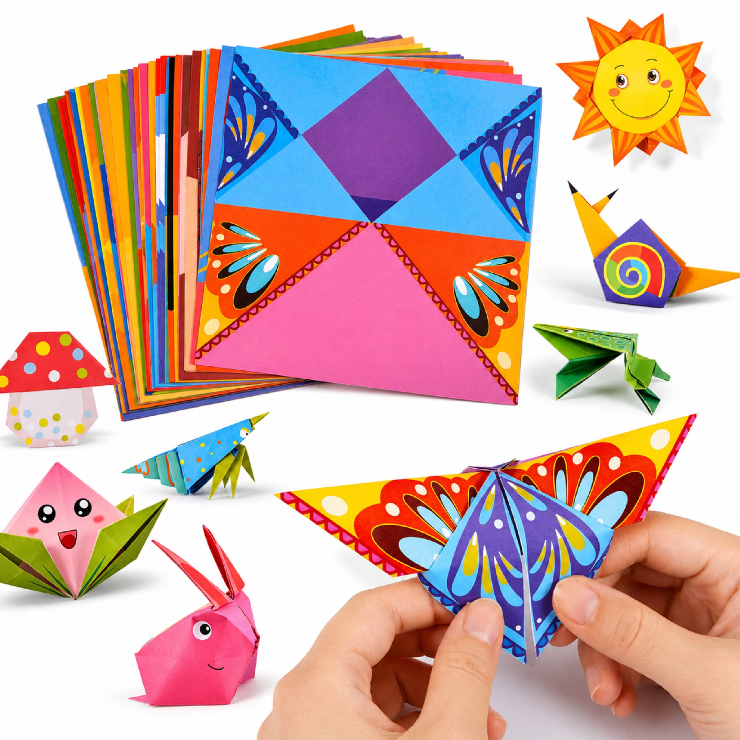 Origami Kit Colored Paper Instruction Booklet 100 Sheets