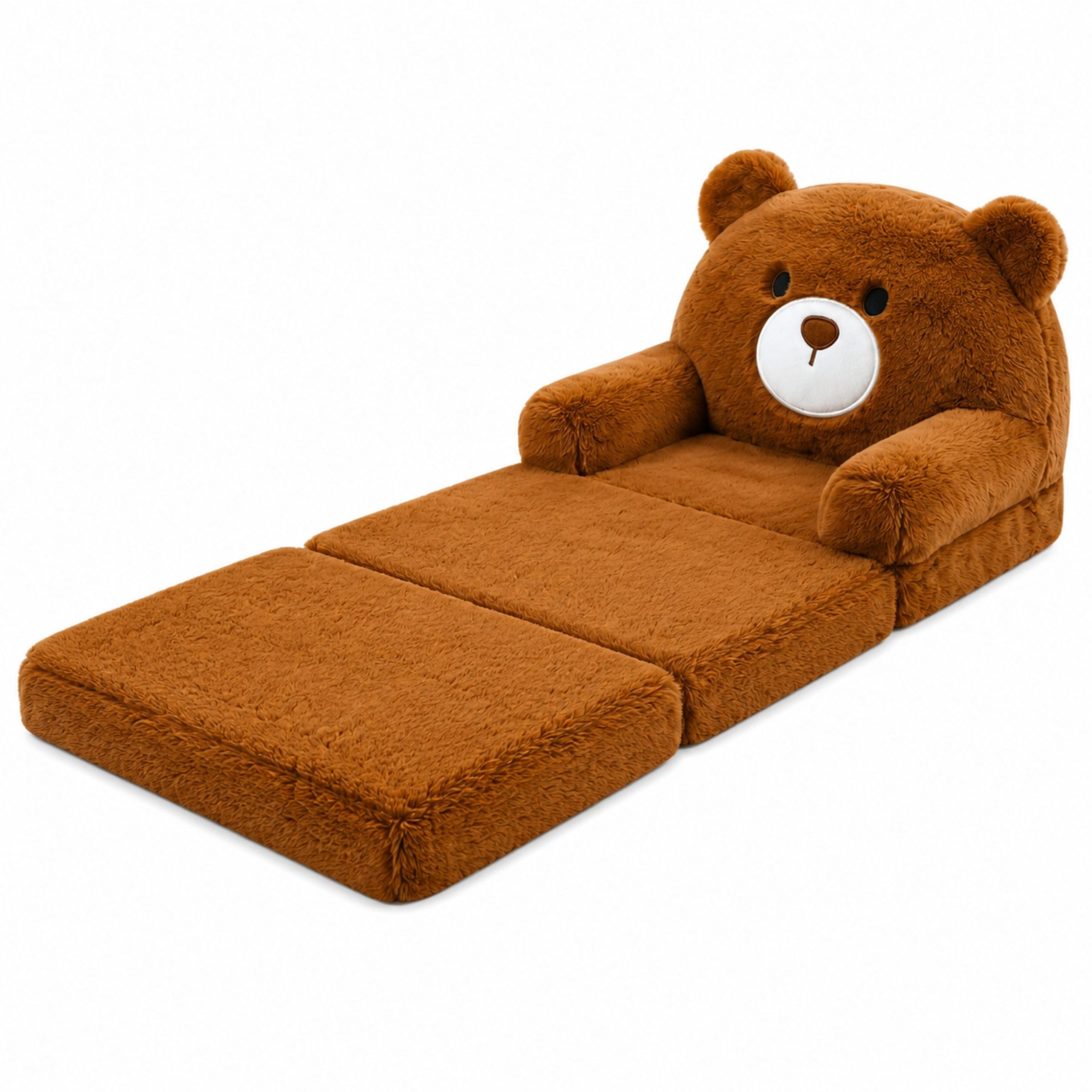 Reclining Armchair Sofa Lounger Teddy Bear 2in1 For Children Soft Plush Brown