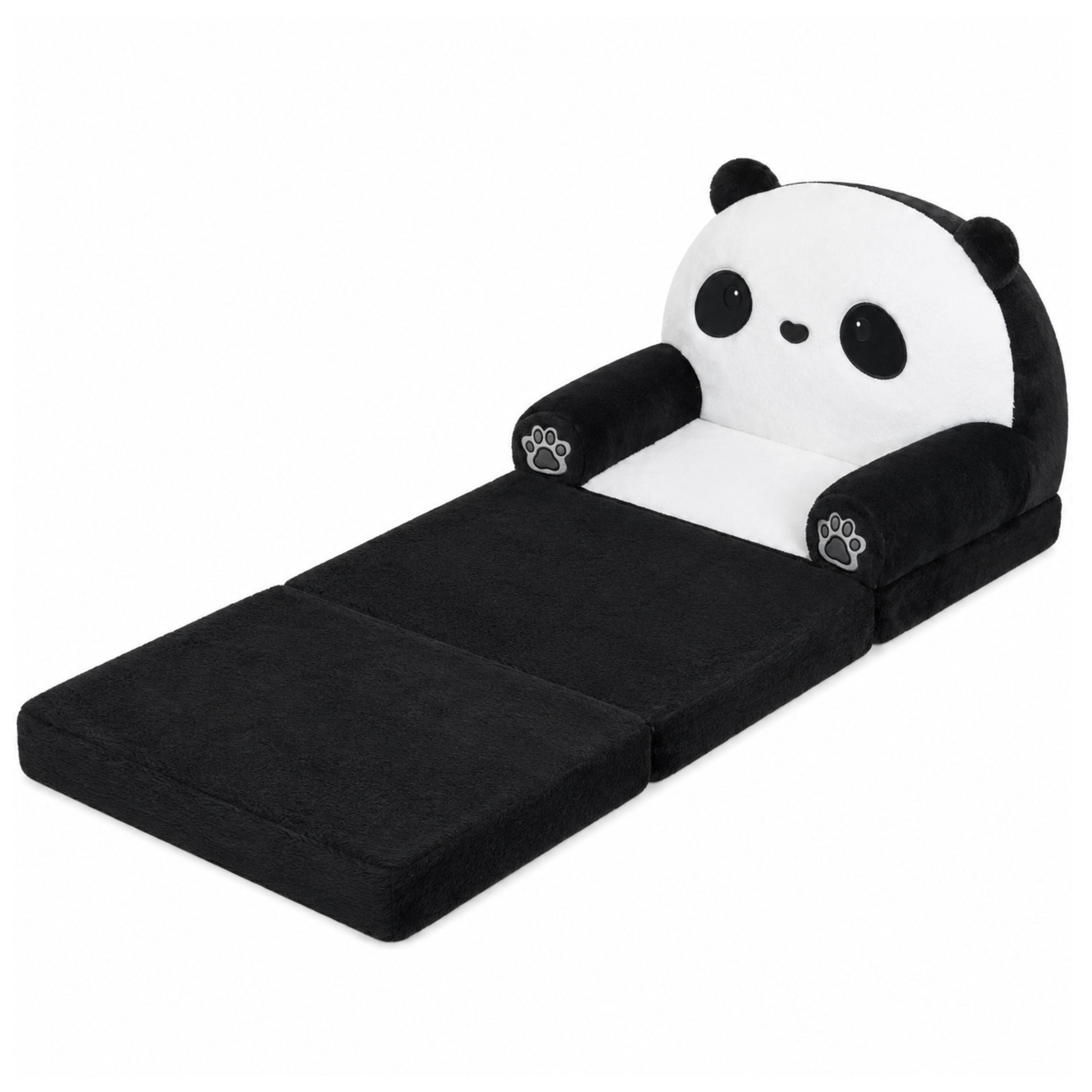 Panda 2in1 Children's Soft Sofa Armchair/lounge Chair Black And White