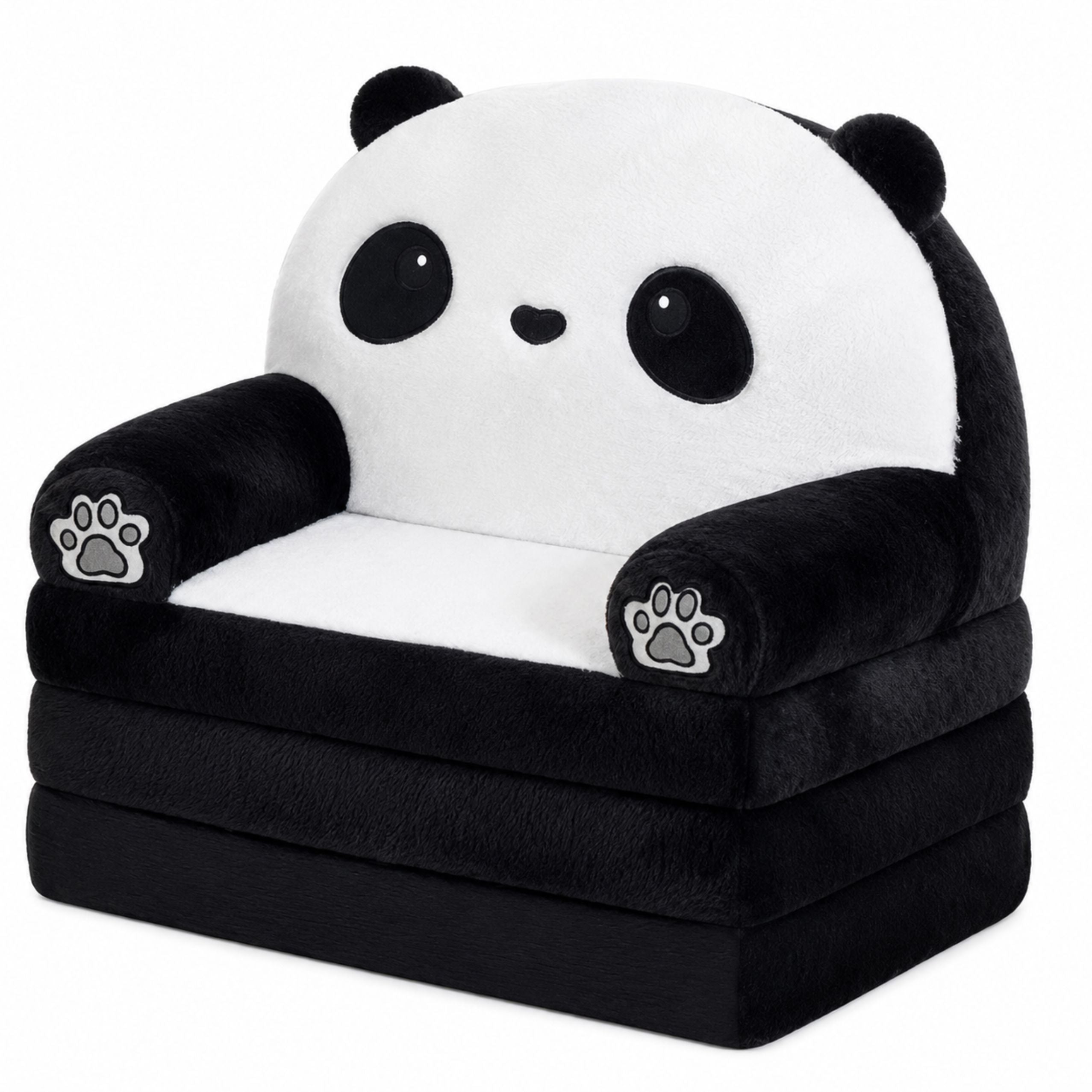 Panda 2in1 Children's Soft Sofa Armchair/lounge Chair Black And White