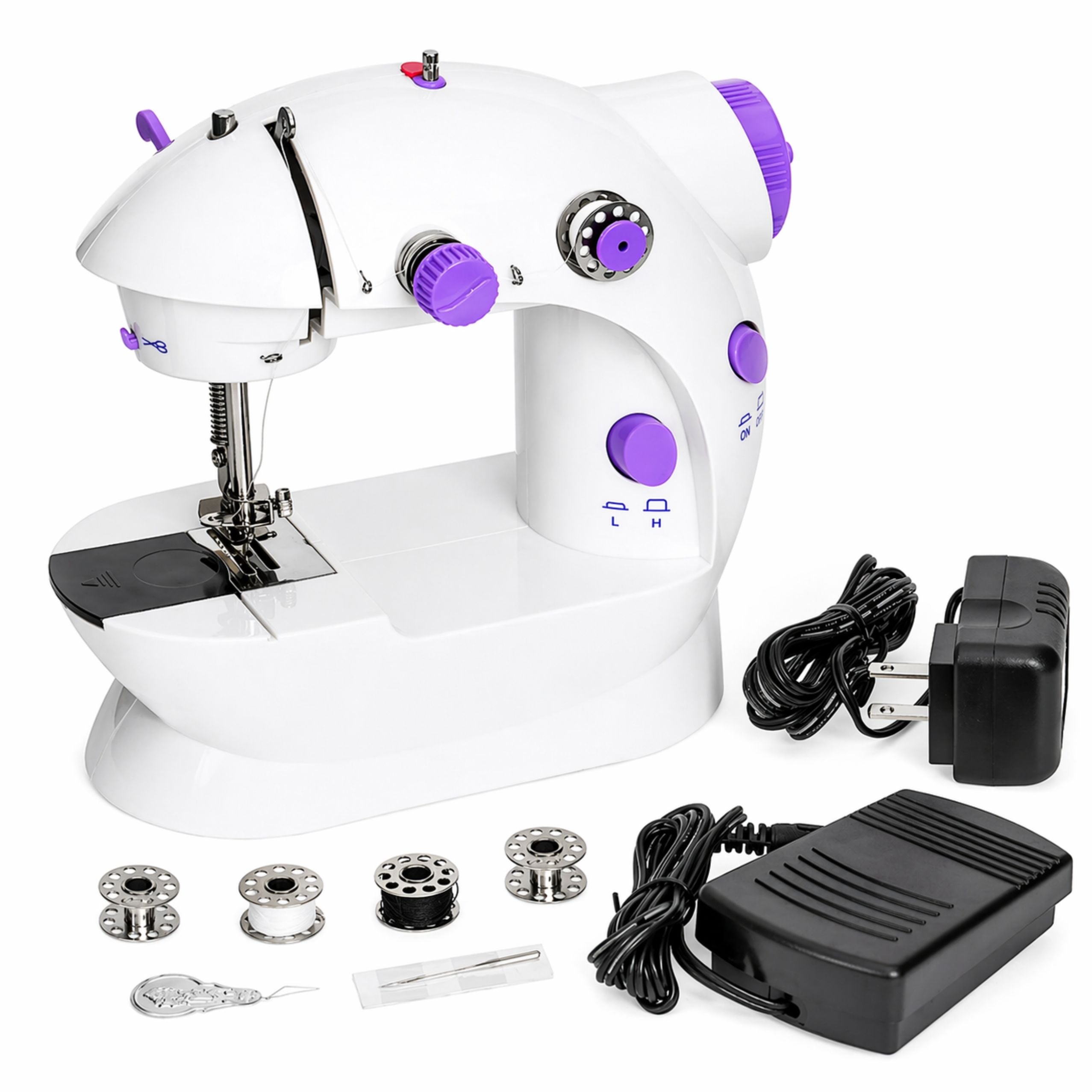 Mini Sewing Machine Led Light Portable 2 Modes Accessories Foot Pedal