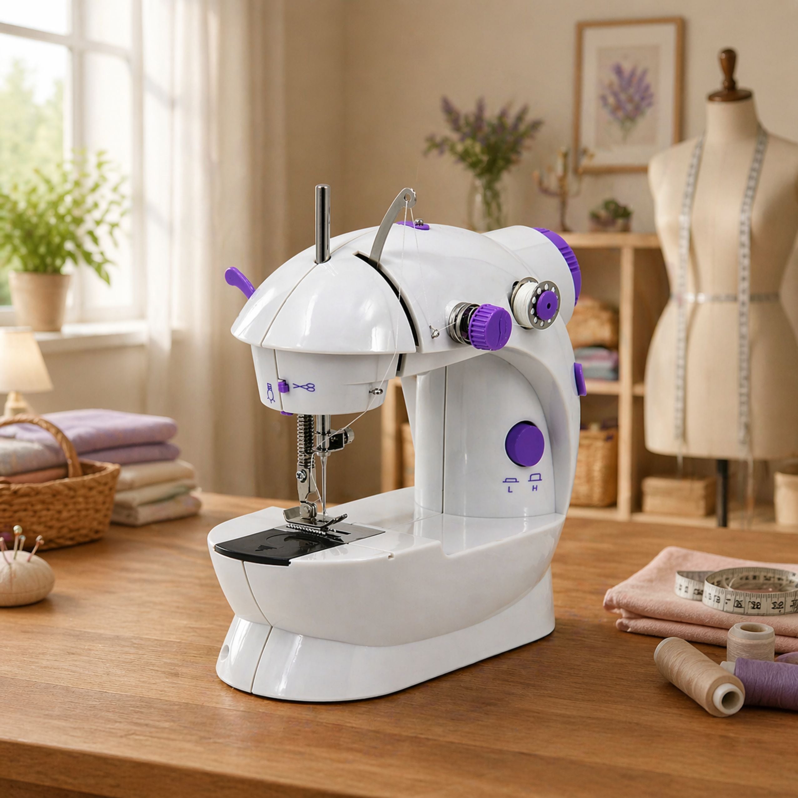 Mini Sewing Machine Led Light Portable 2 Modes Accessories Foot Pedal