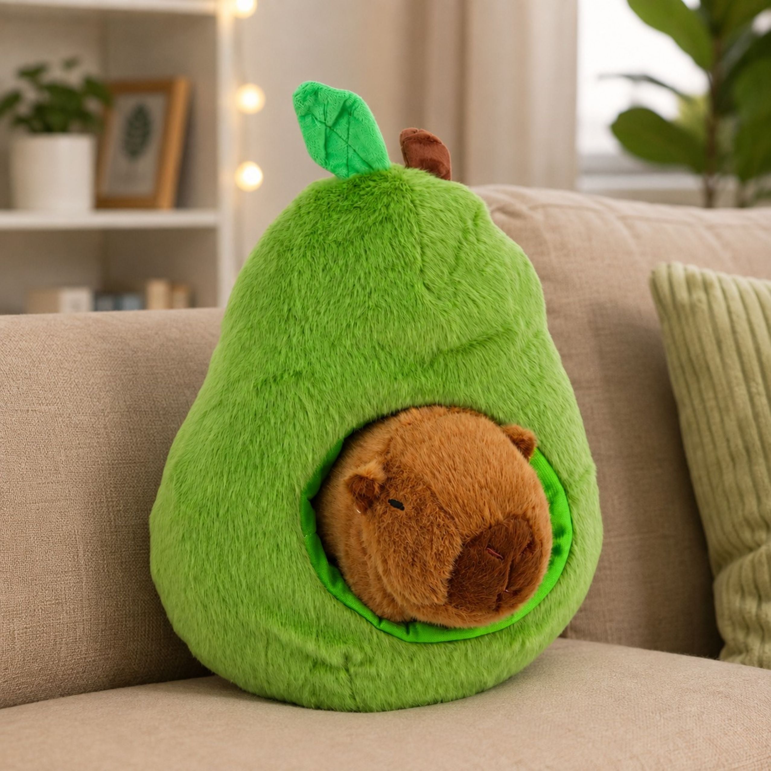 Green Avocado With Capybara 2 In 1 Plush Toy 25 Cm
