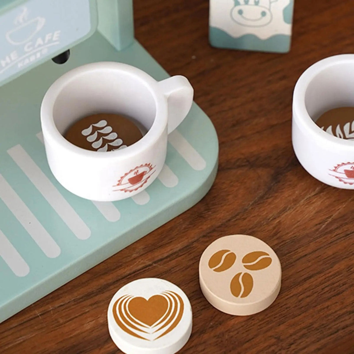 Wooden Set Of Coffee Maker Cups Milk Accessories For Children