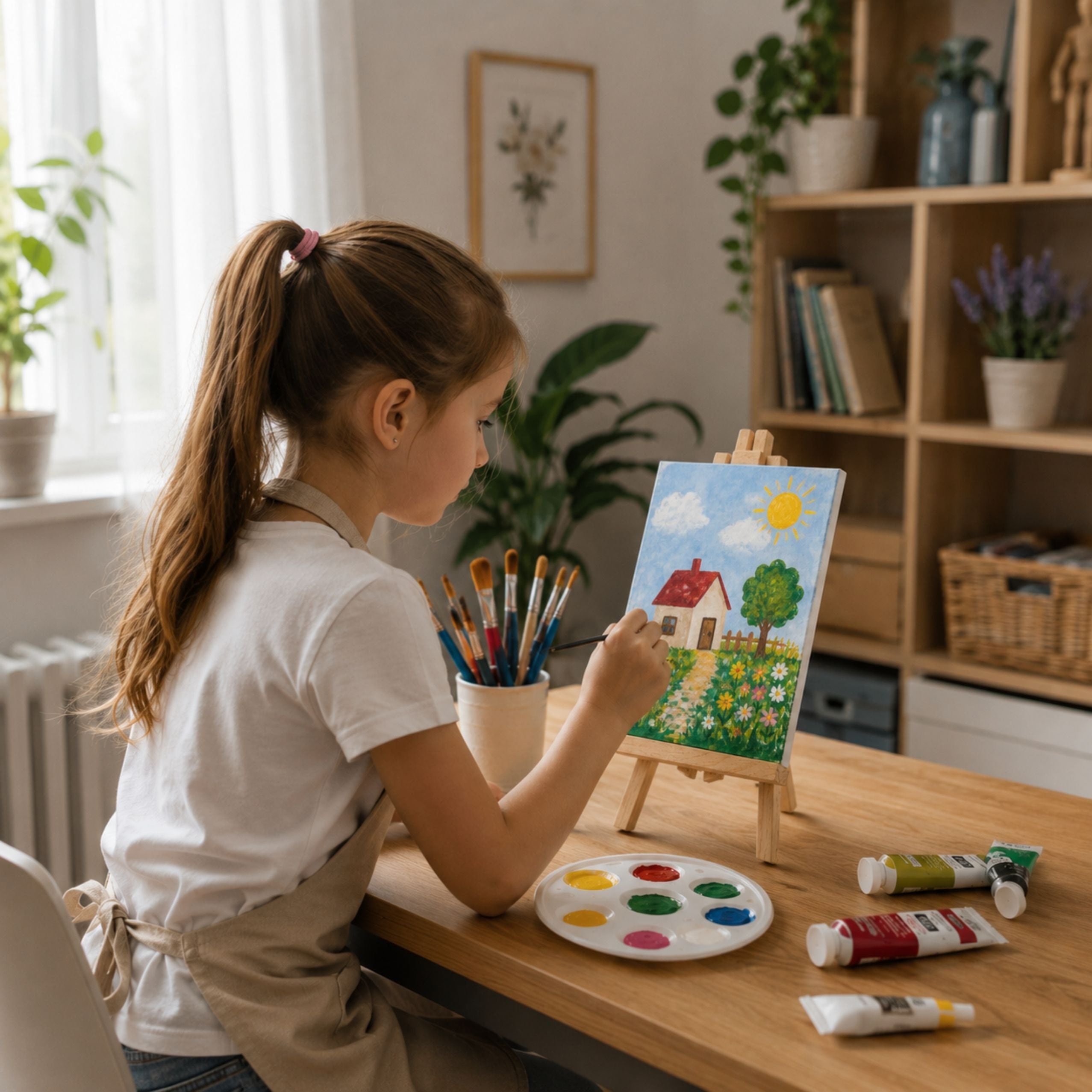 Artistic Painting Set: Easel 12 Canvases 24 Acrylic Paints Brushes