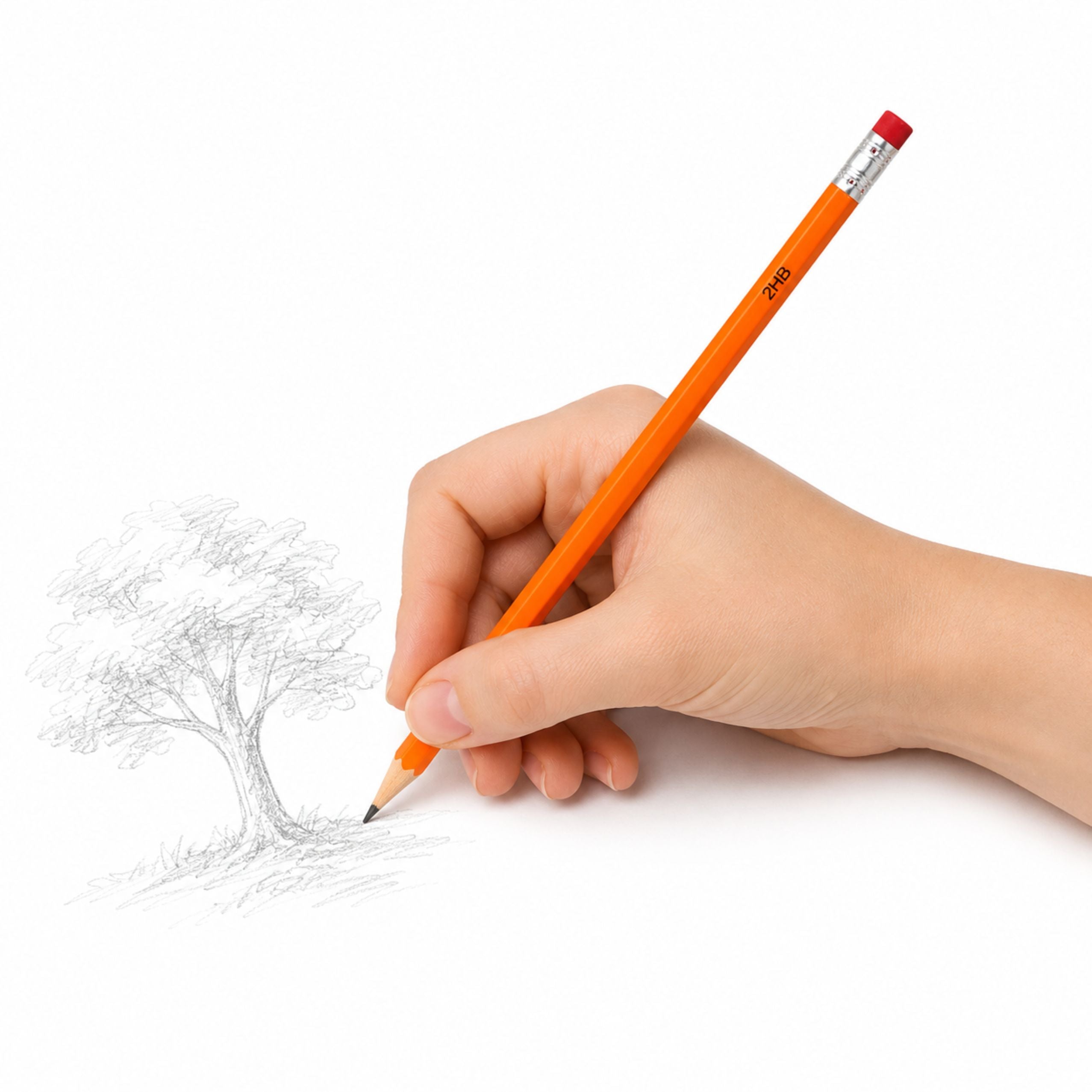 Set Of 2hb Pencils For Sketching And Writing With Eraser 12 Pcs.