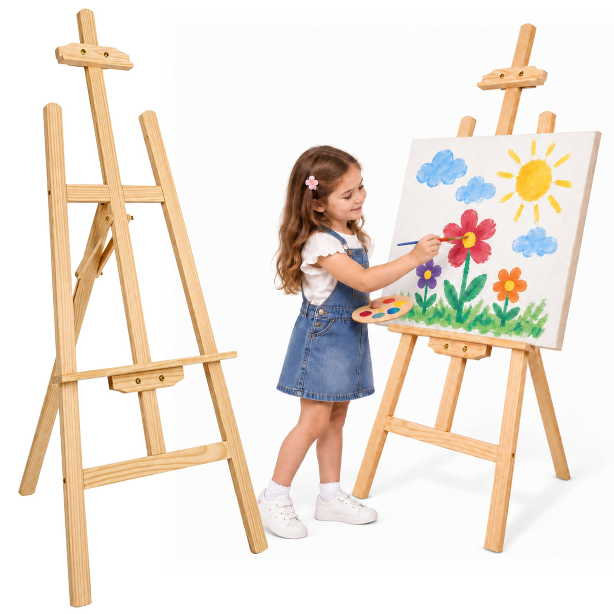 Large Solid Wood Painting Easel Wooden Tripod 150 Cm
