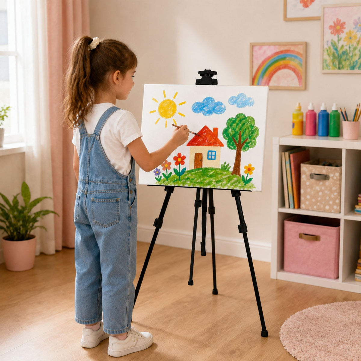 Metal Outdoor Treppiede da pittura da cavalletto regolabile con custodia nera 158 cm