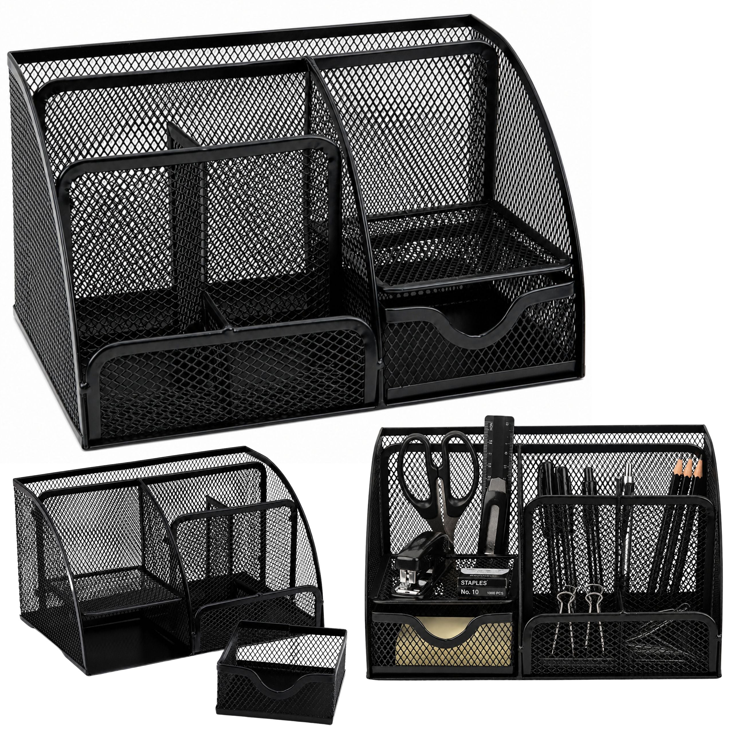 Metal Desk Organizer Office Drawer Compartment Black