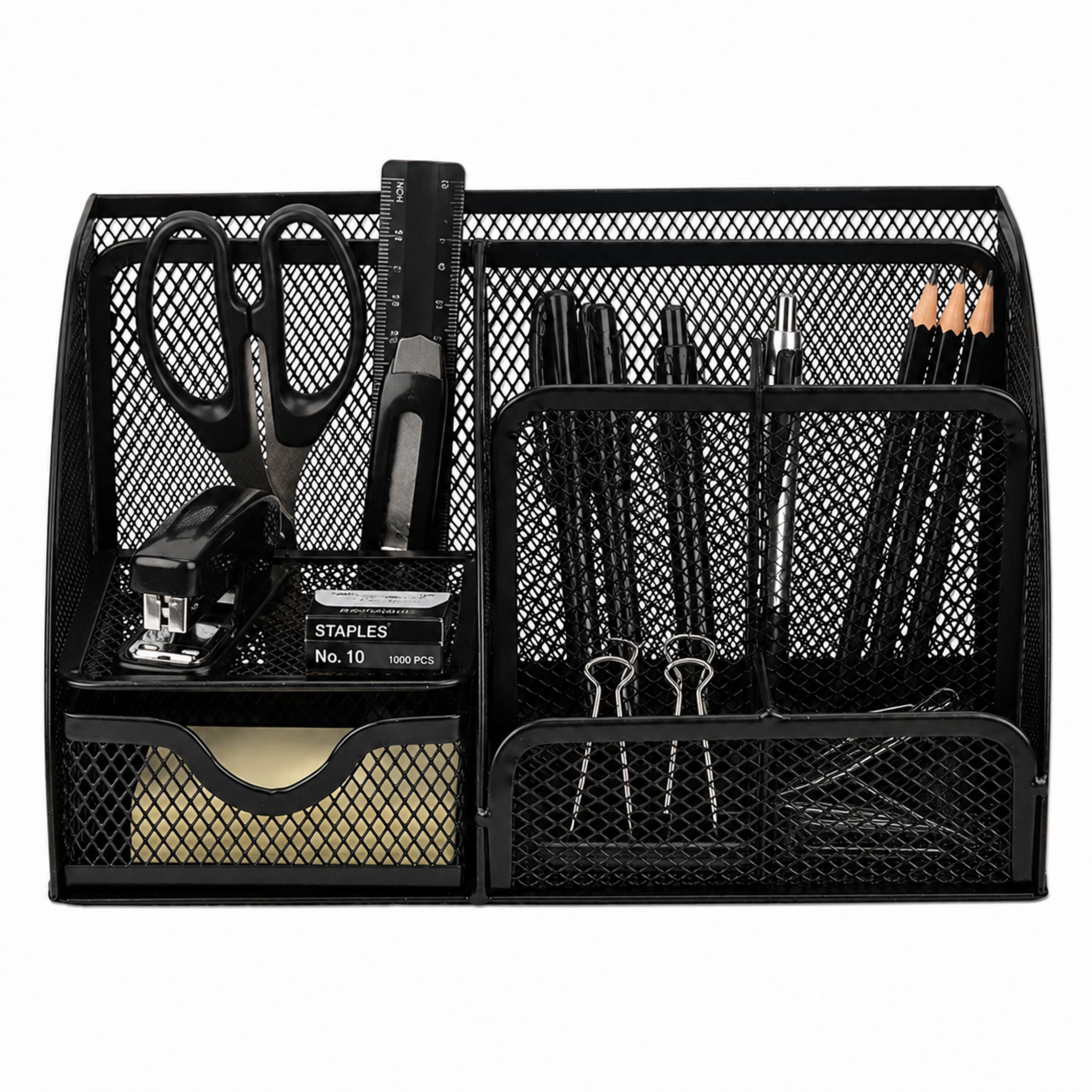 Metal Desk Organizer Office Drawer Compartment Black
