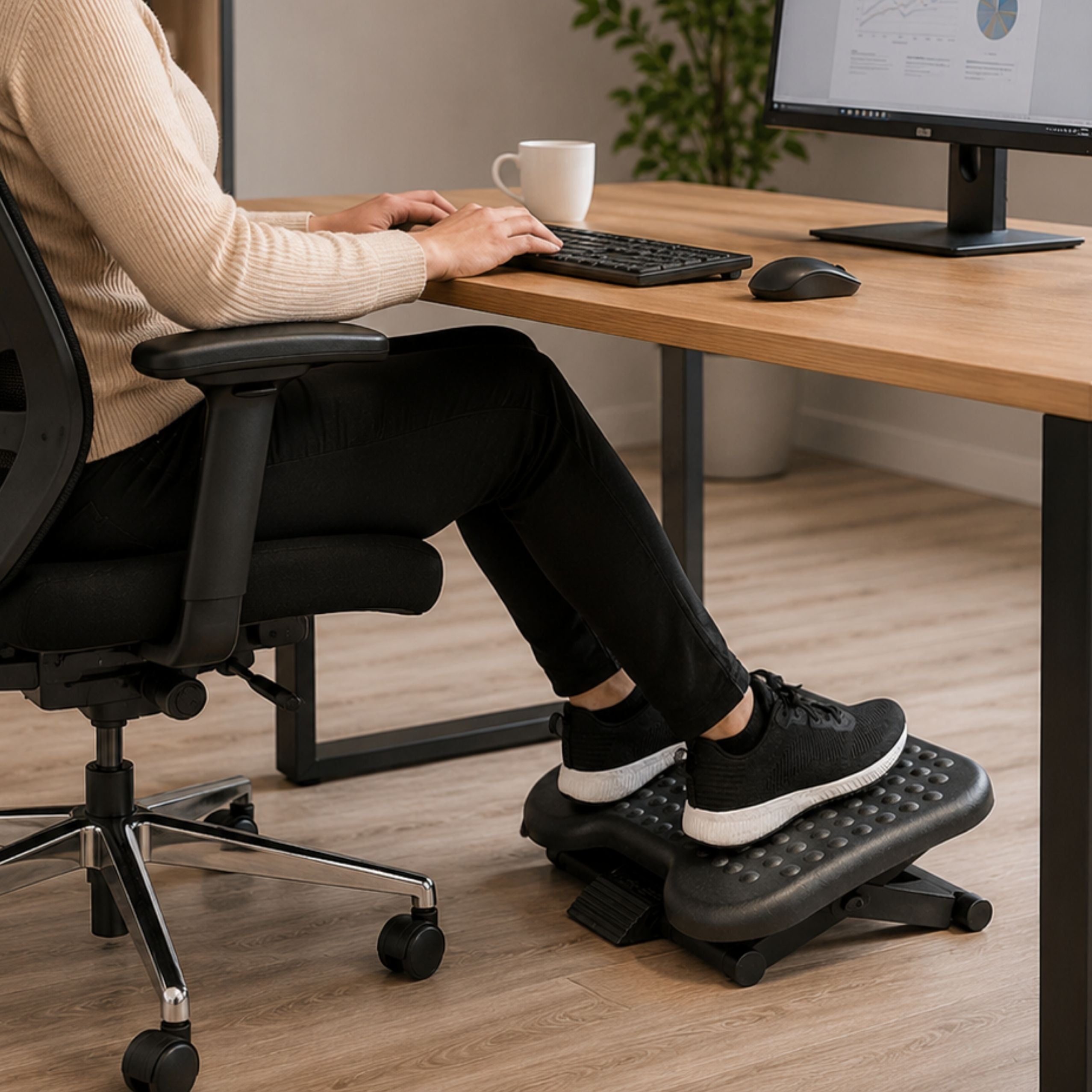 Adjustable Office Footrest For Desk Ergonomic With 3 Levels Of Protrusions