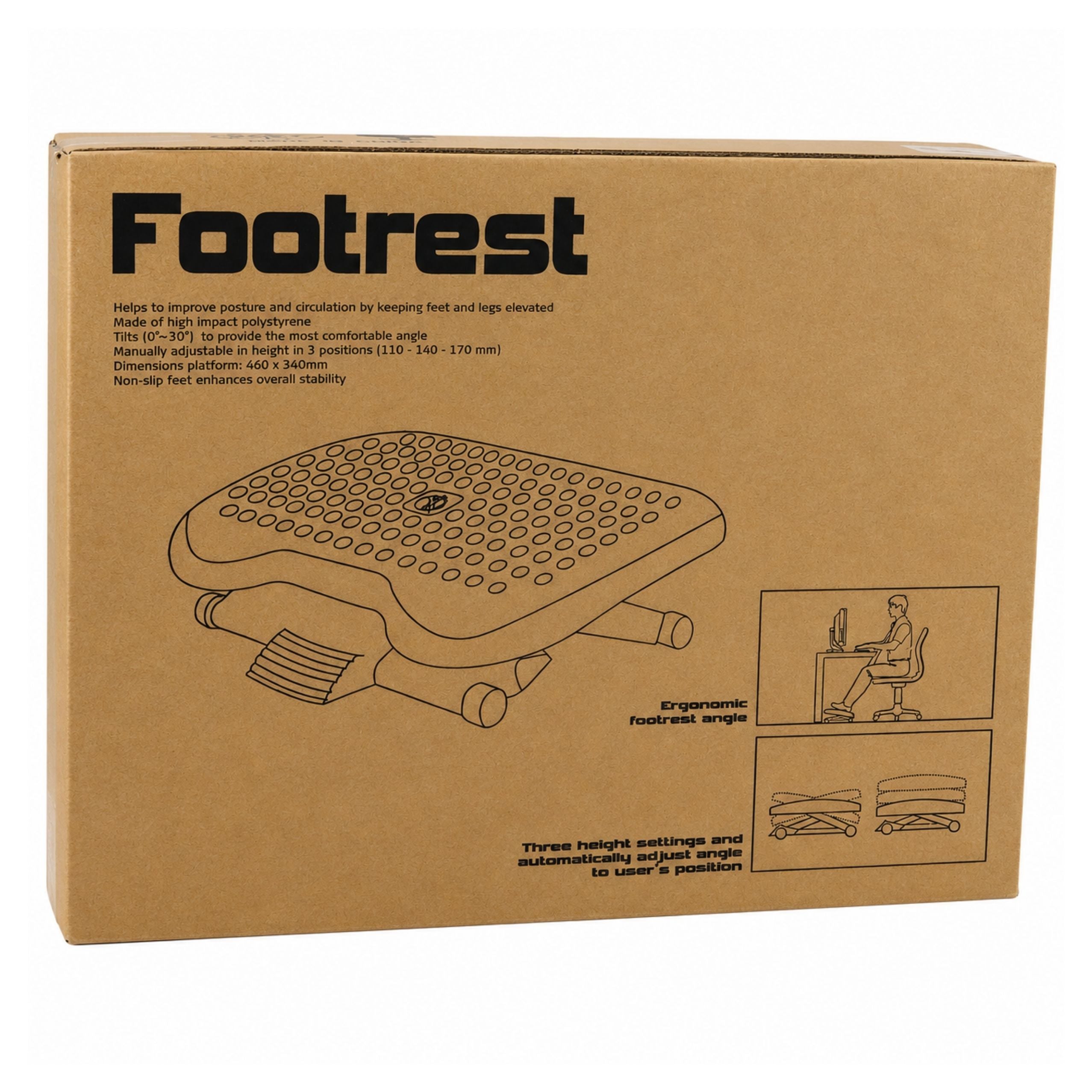 Adjustable Office Footrest For Desk Ergonomic With 3 Levels Of Protrusions
