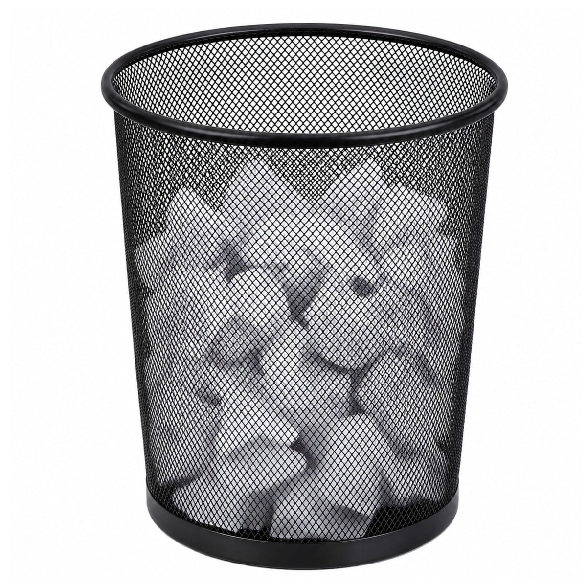 Papelera de Oficina Malla Metálica Redonda Negra 10 L