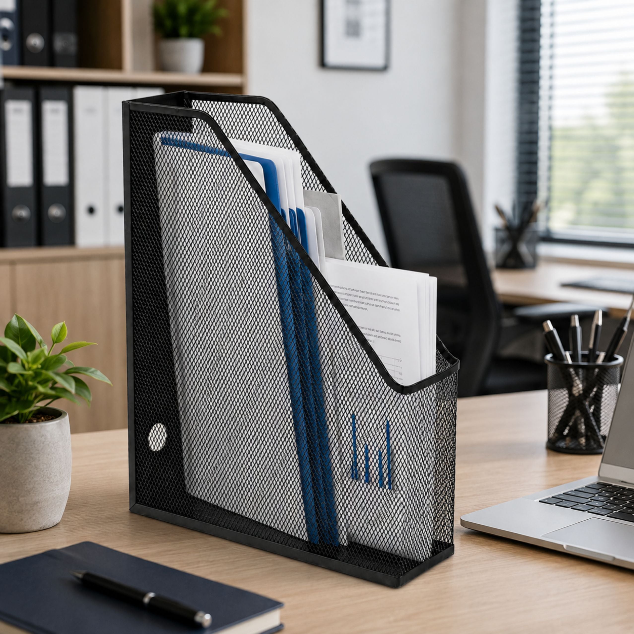 Metal Office Organizer Stand For Documents And Folders Vertical Black A4