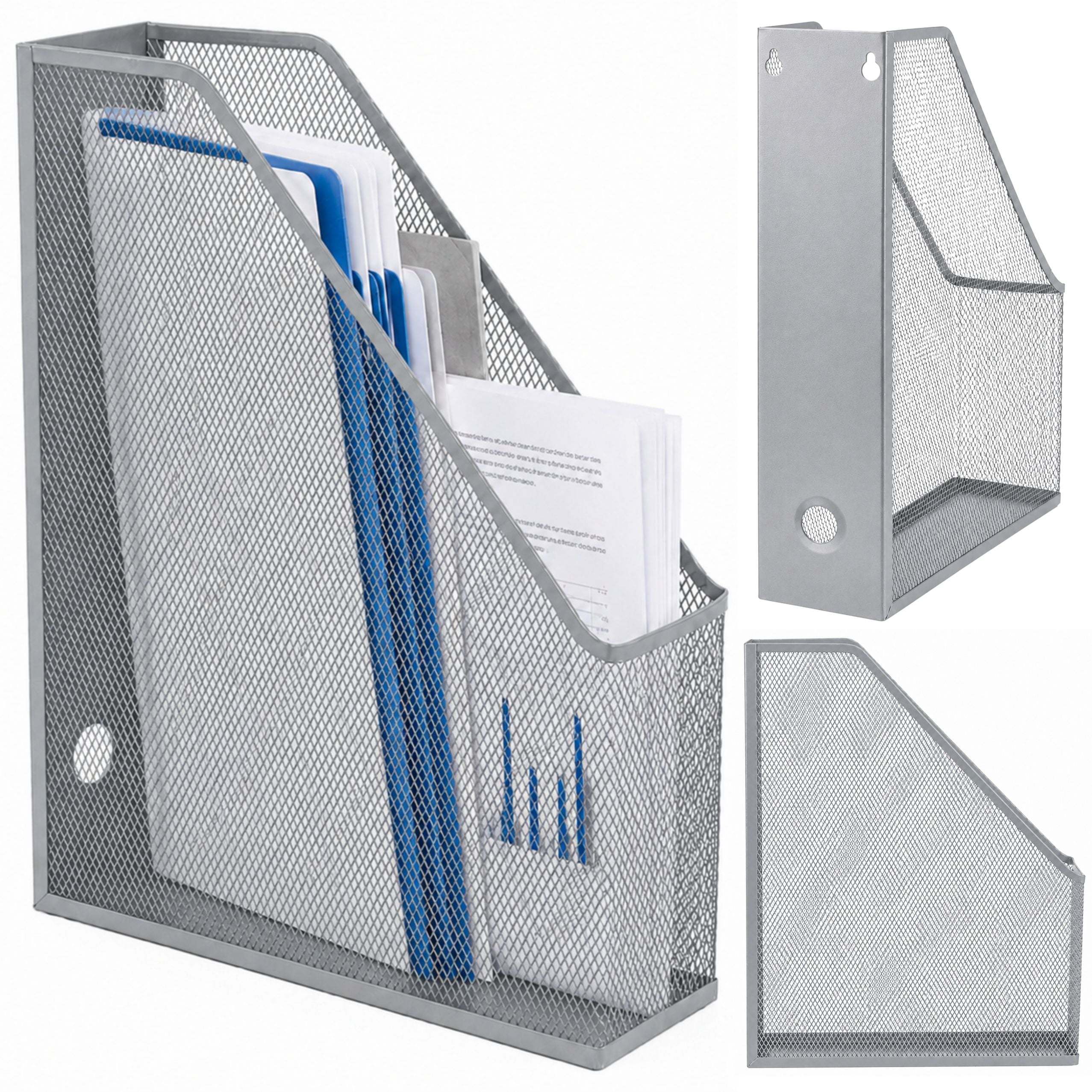 Metal Office Organizer Stand For Documents And Folders Vertical Silver A4
