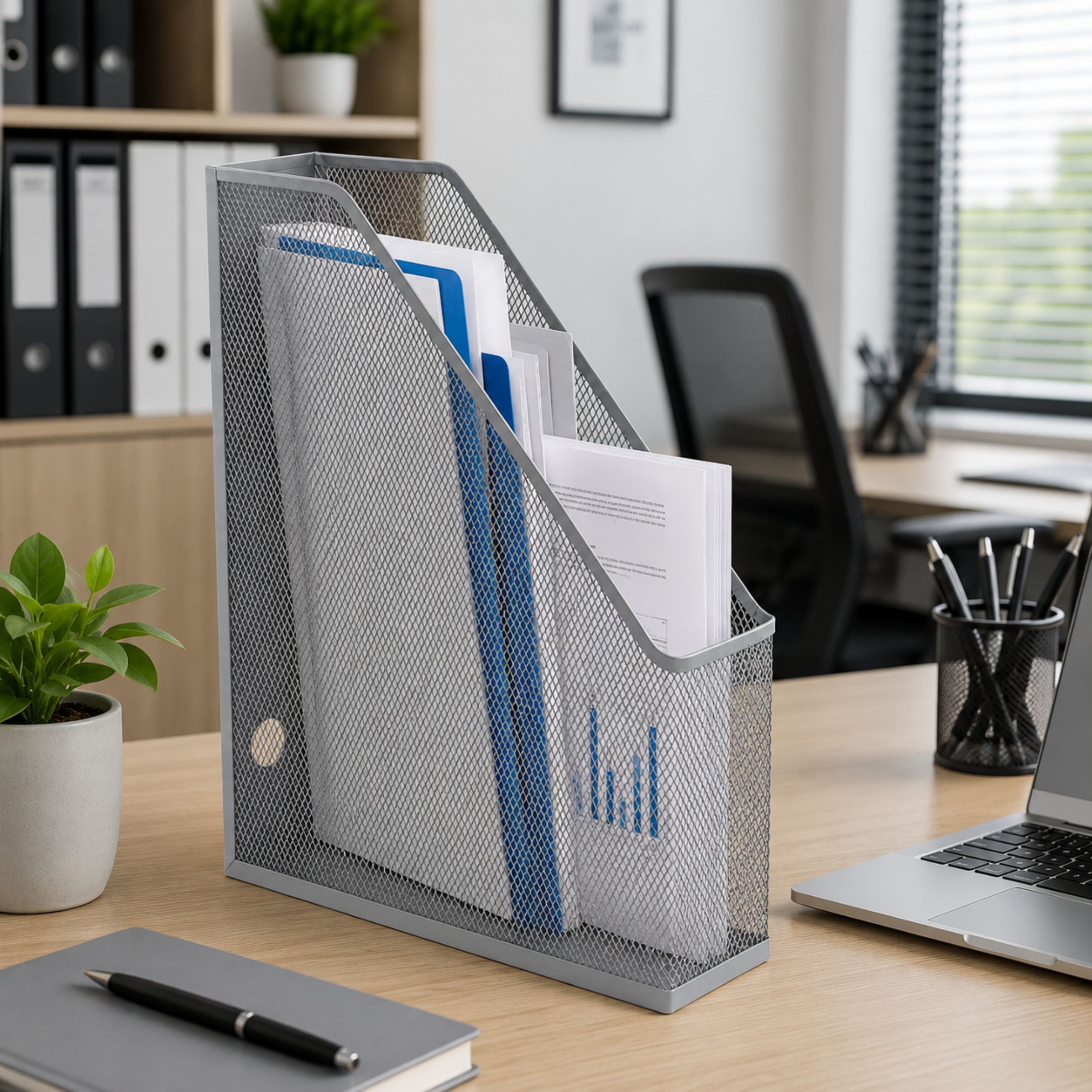 Metal Office Organizer Stand For Documents And Folders Vertical Silver A4