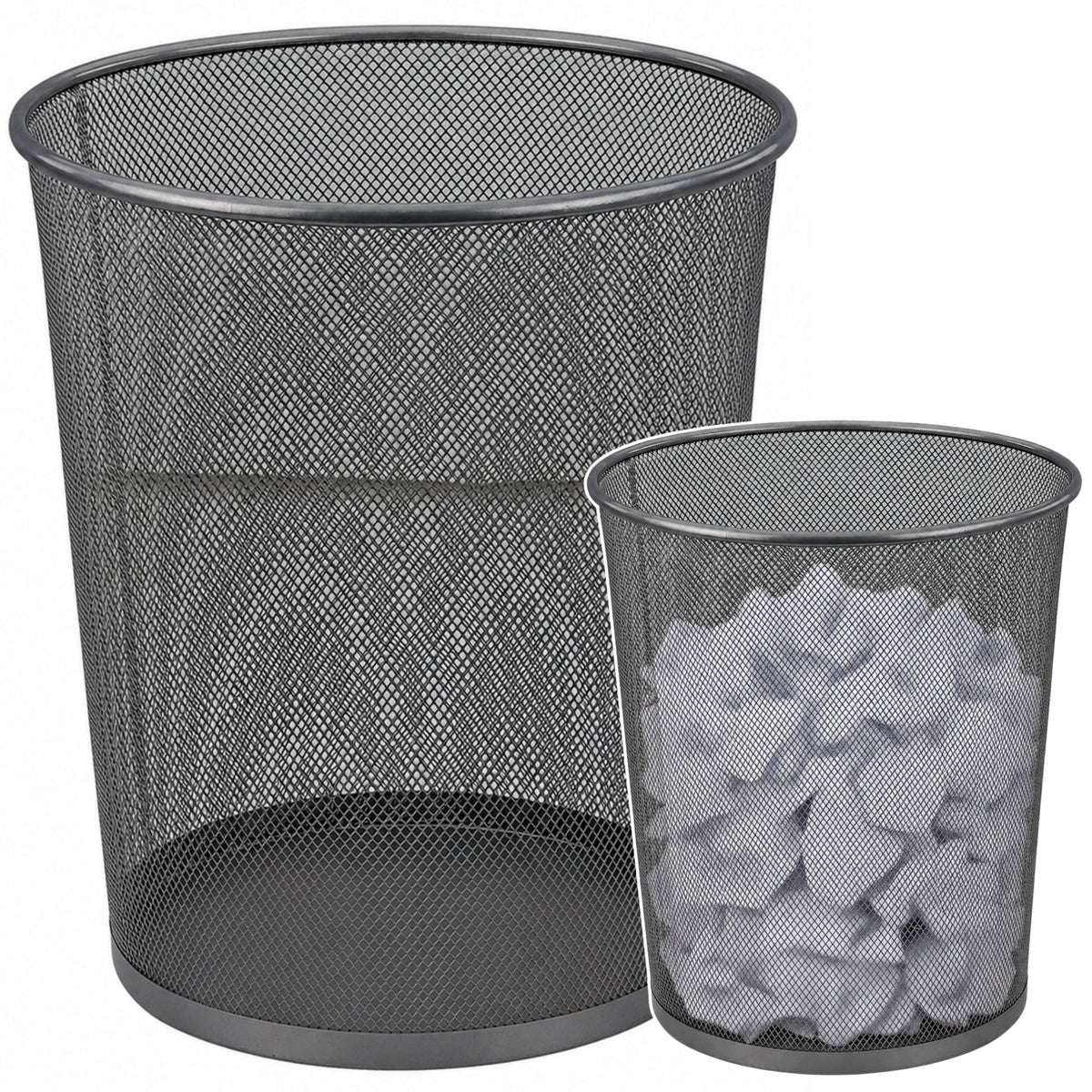 Papelera de Oficina Malla Metálica Redonda Plata 19 L