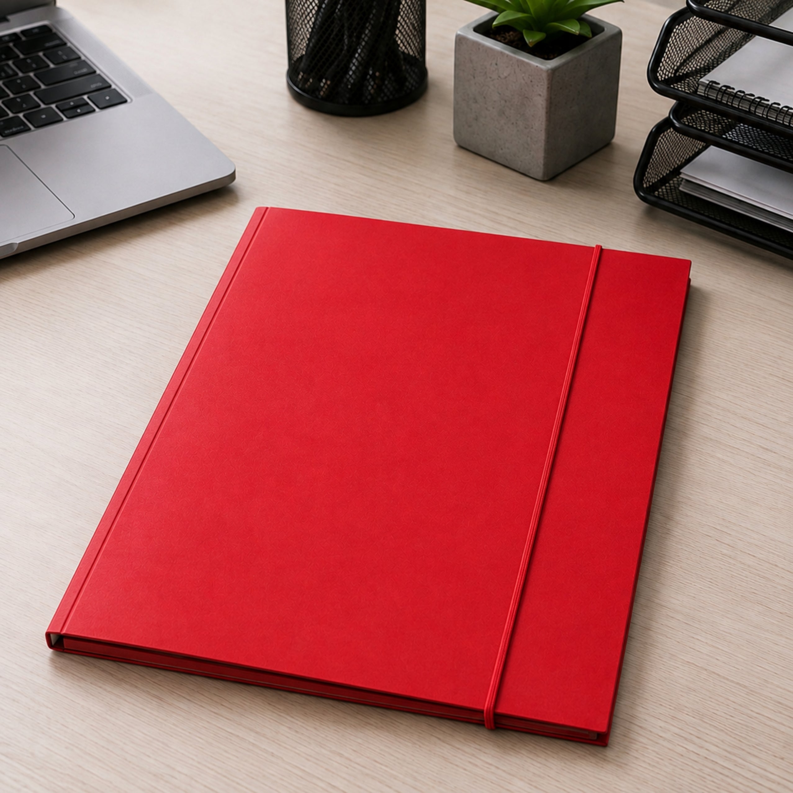 Cardboard Folder With Elastic Band Lacquered A4 300 G/m2 Red