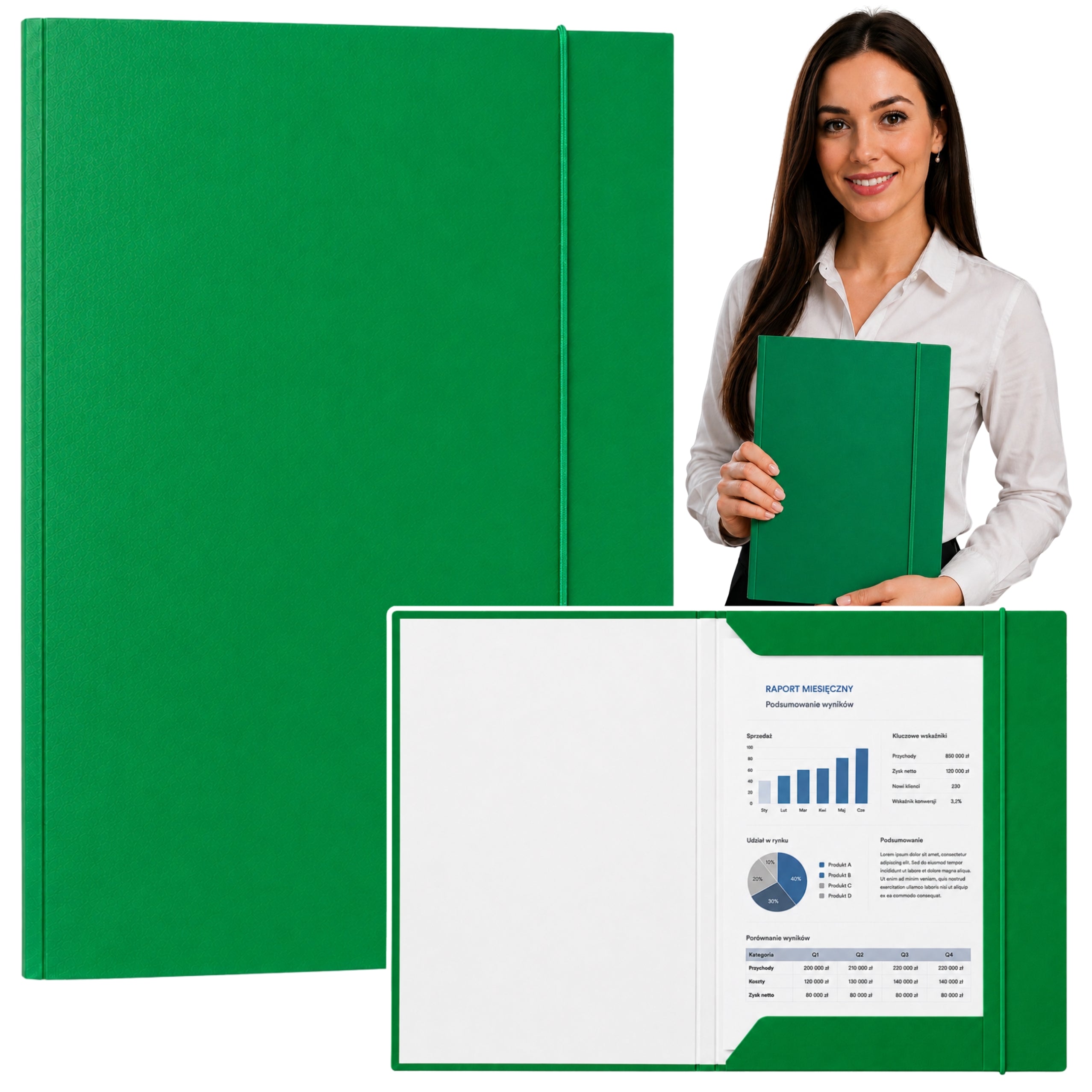 Cardboard Folder With Elastic Band Lacquered A4 300 G/m2 Green