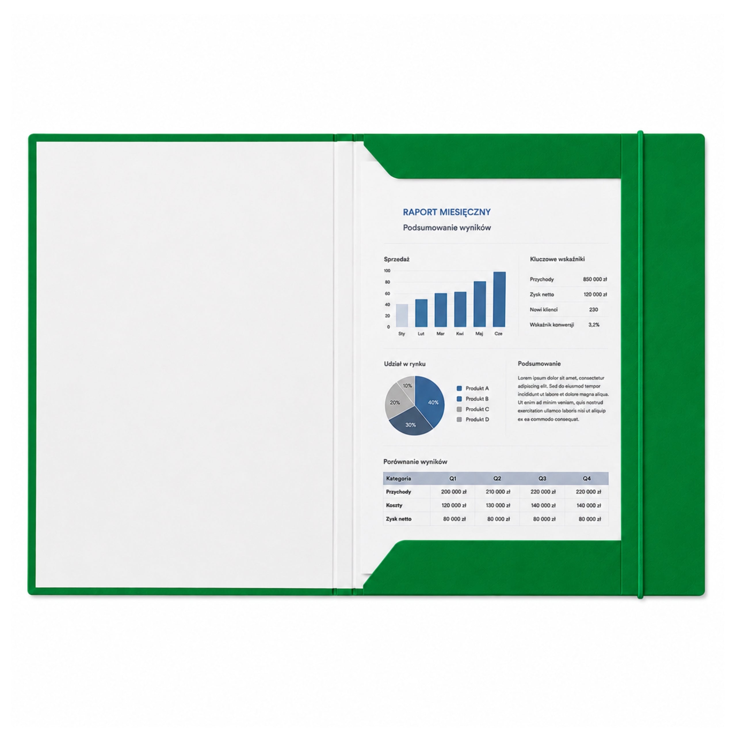 Cardboard Folder With Elastic Band Lacquered A4 300 G/m2 Green