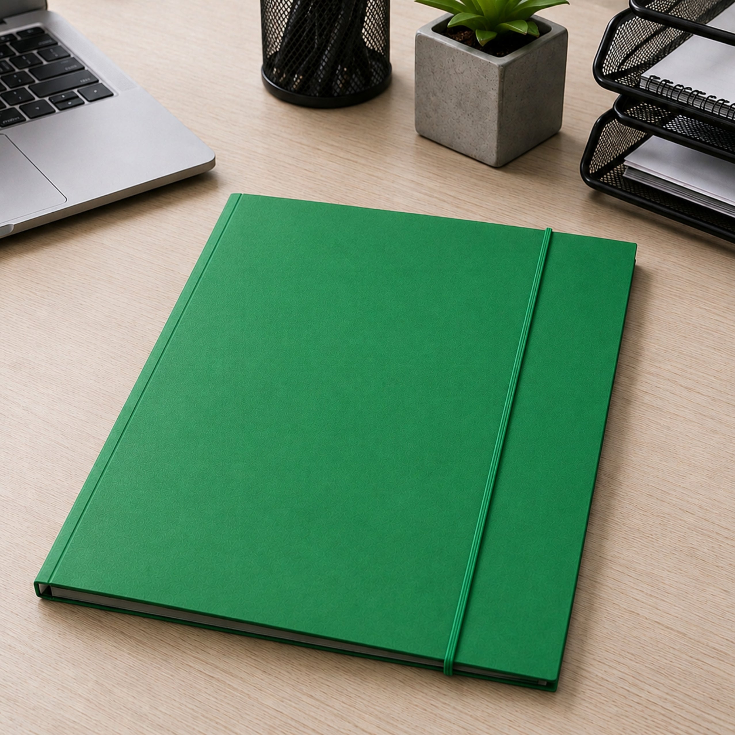 Cardboard Folder With Elastic Band Lacquered A4 300 G/m2 Green